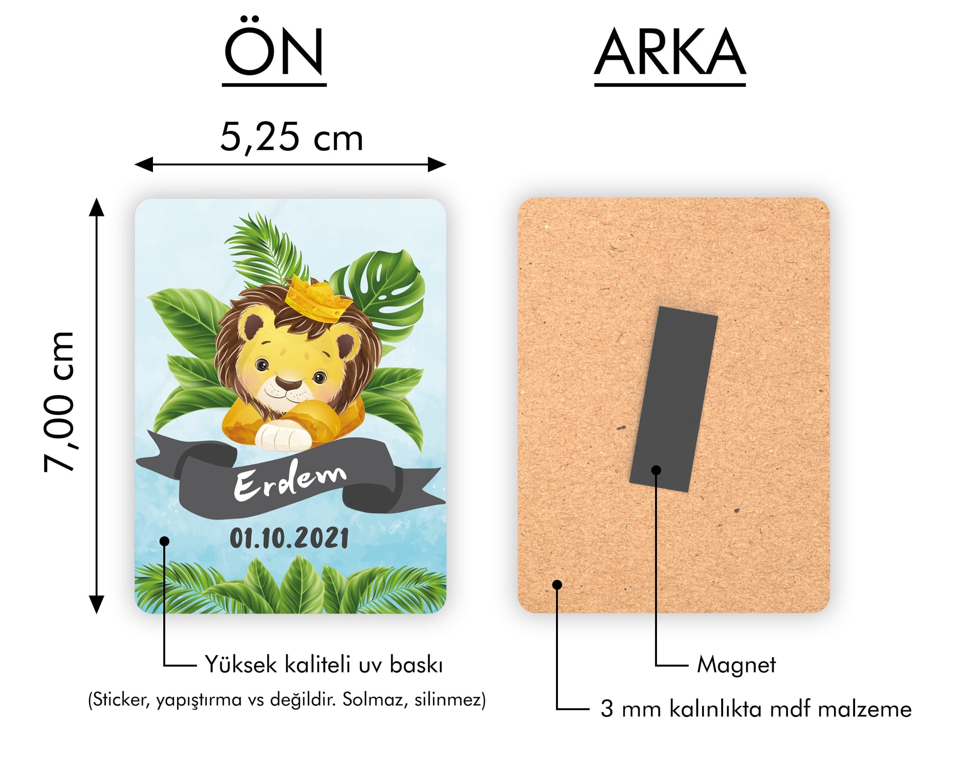 Aslancık Desenli Ahşap Magnet
