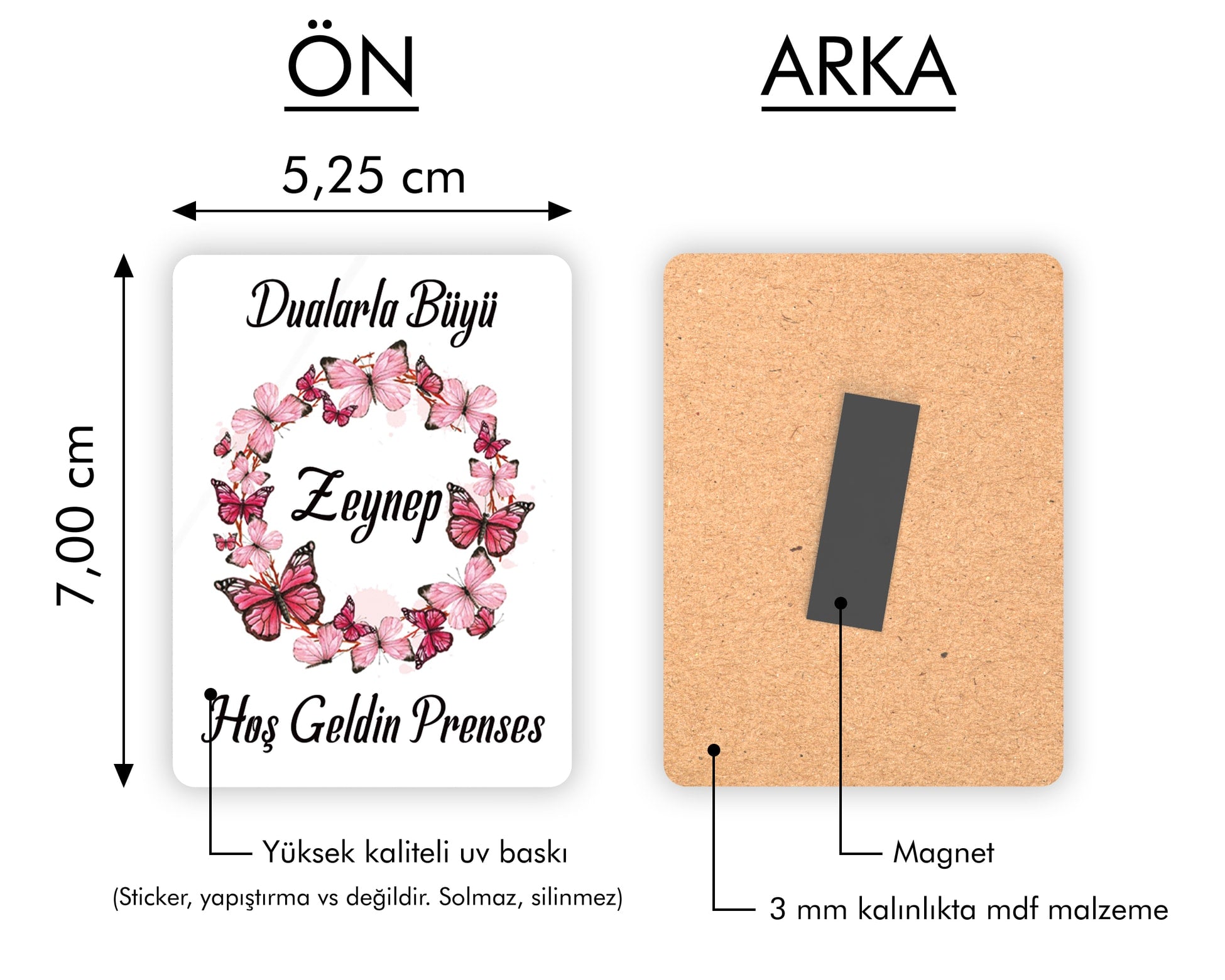 Kelebek Desenli Ahşap Magnet