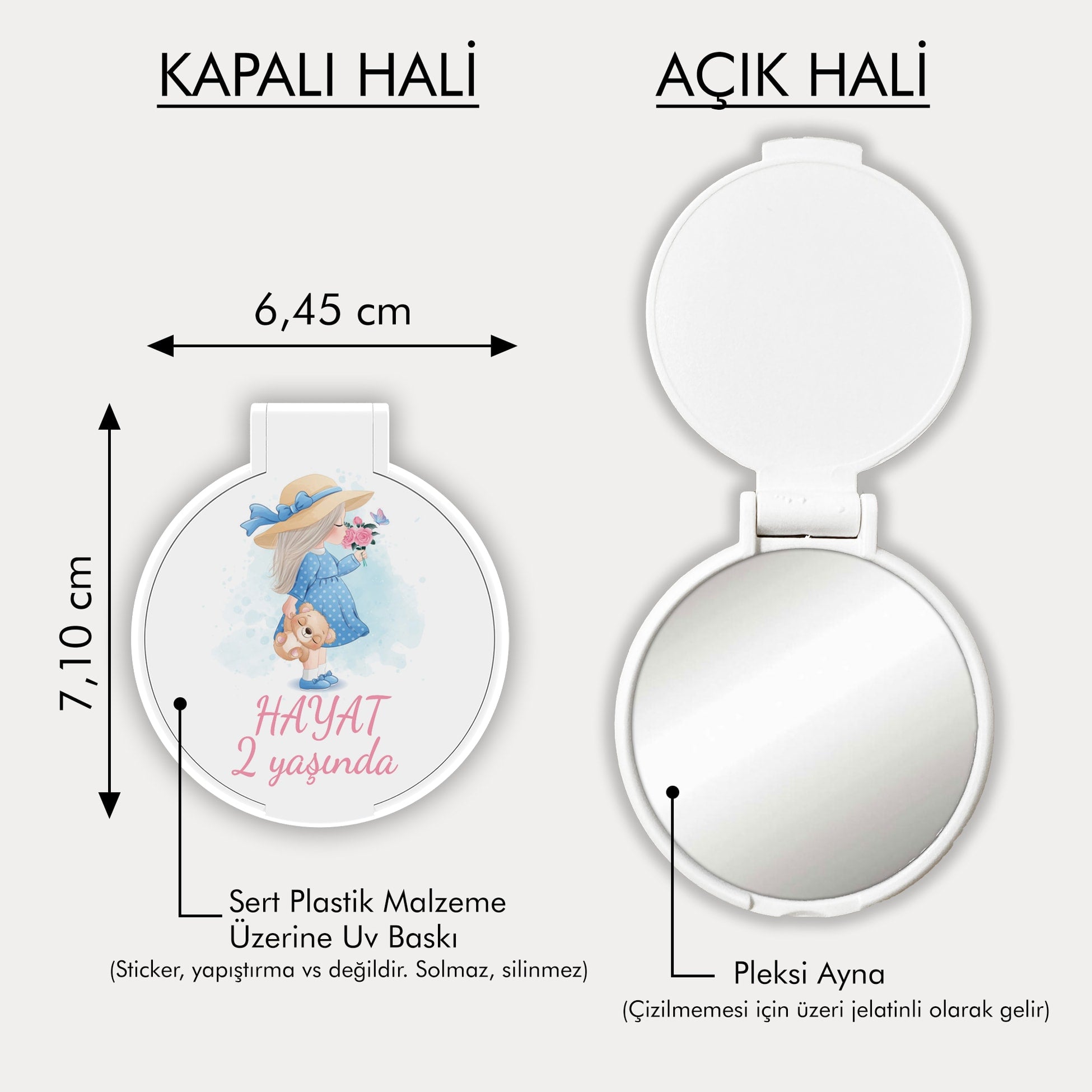 Kız Bebek Temalı Yuvarlak Ayna