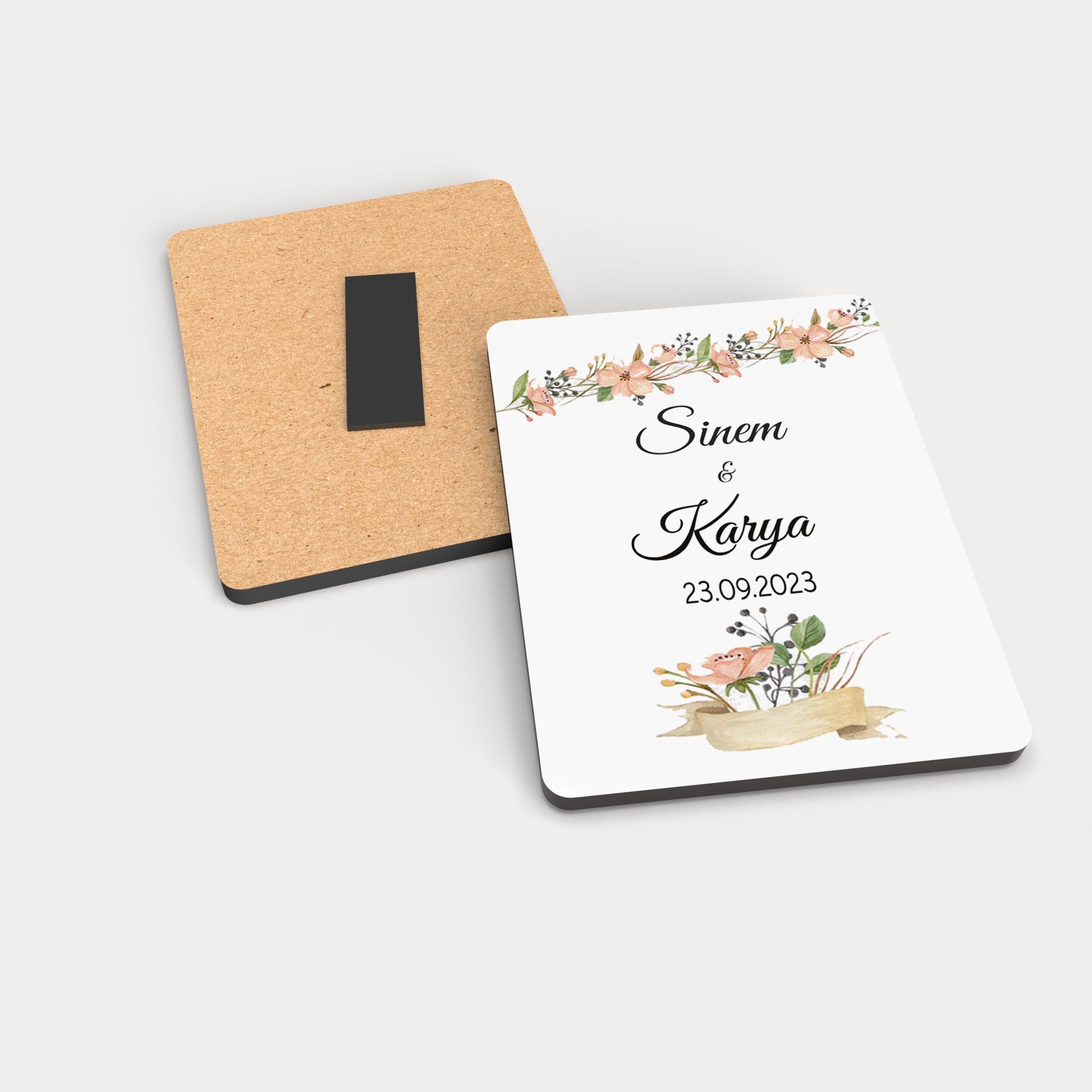 Renkli Çiçek Desenli Ahşap Magnet