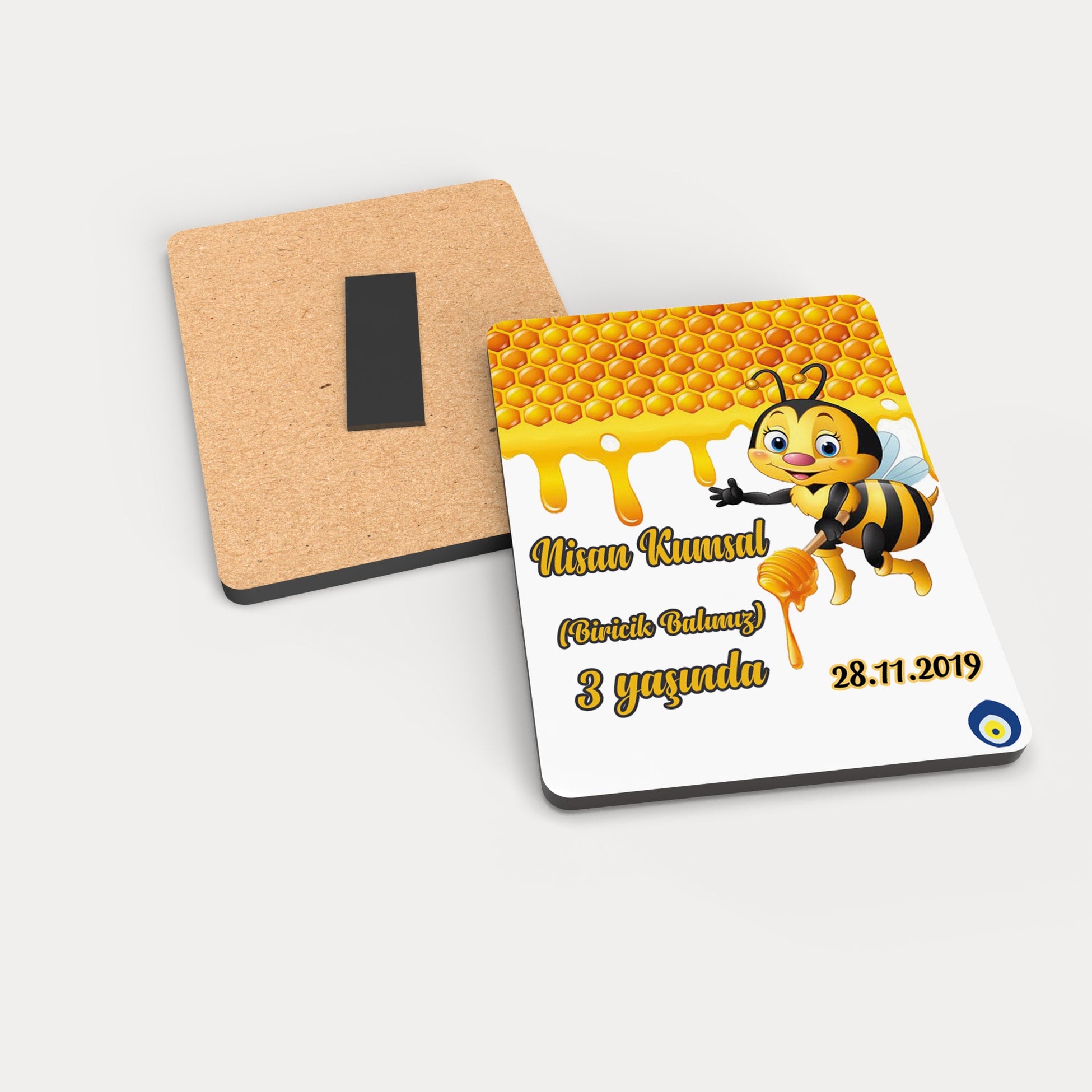 Bal Arı Temalı Ahşap Magnet