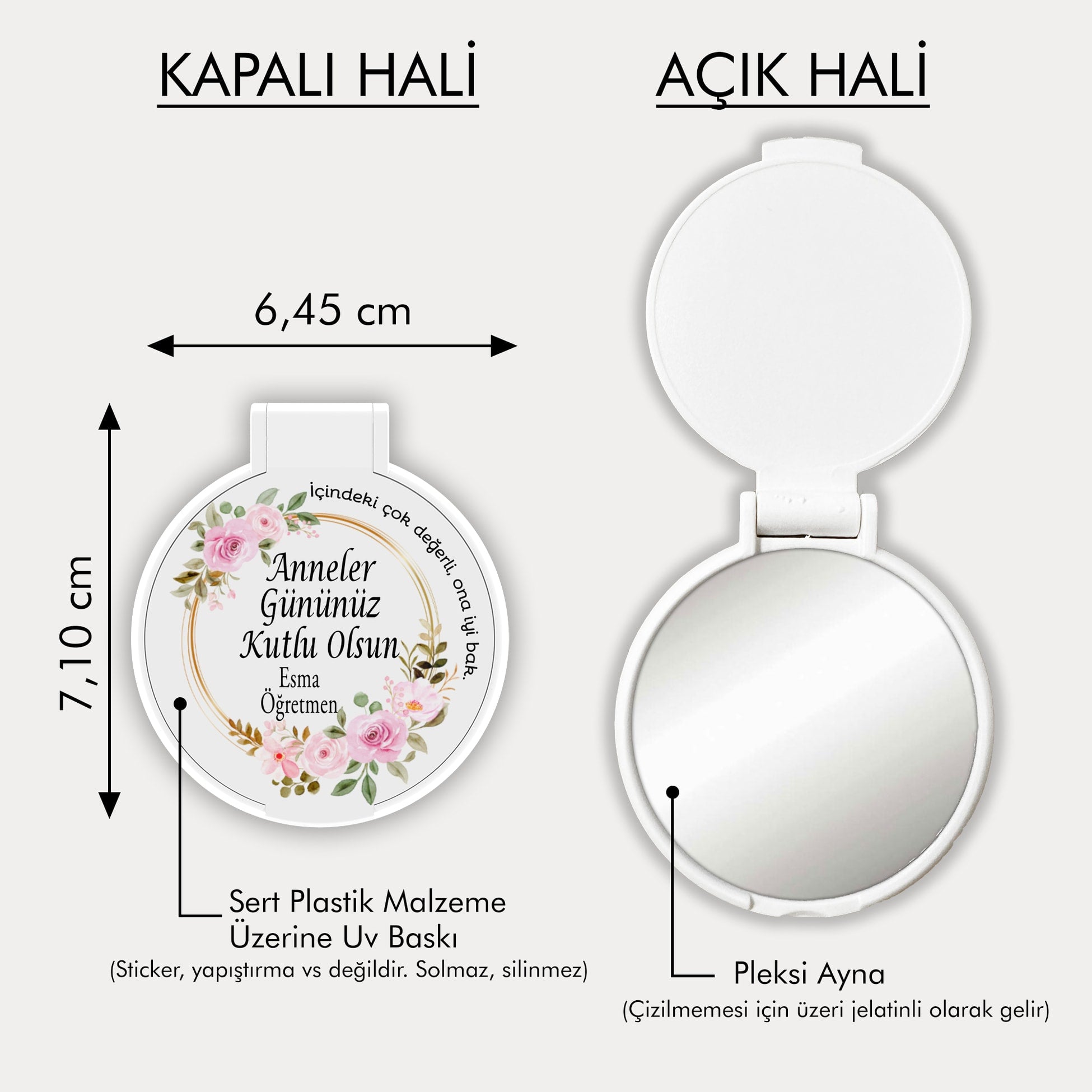 Anneler Günü Temalı Yuvarlak Ayna