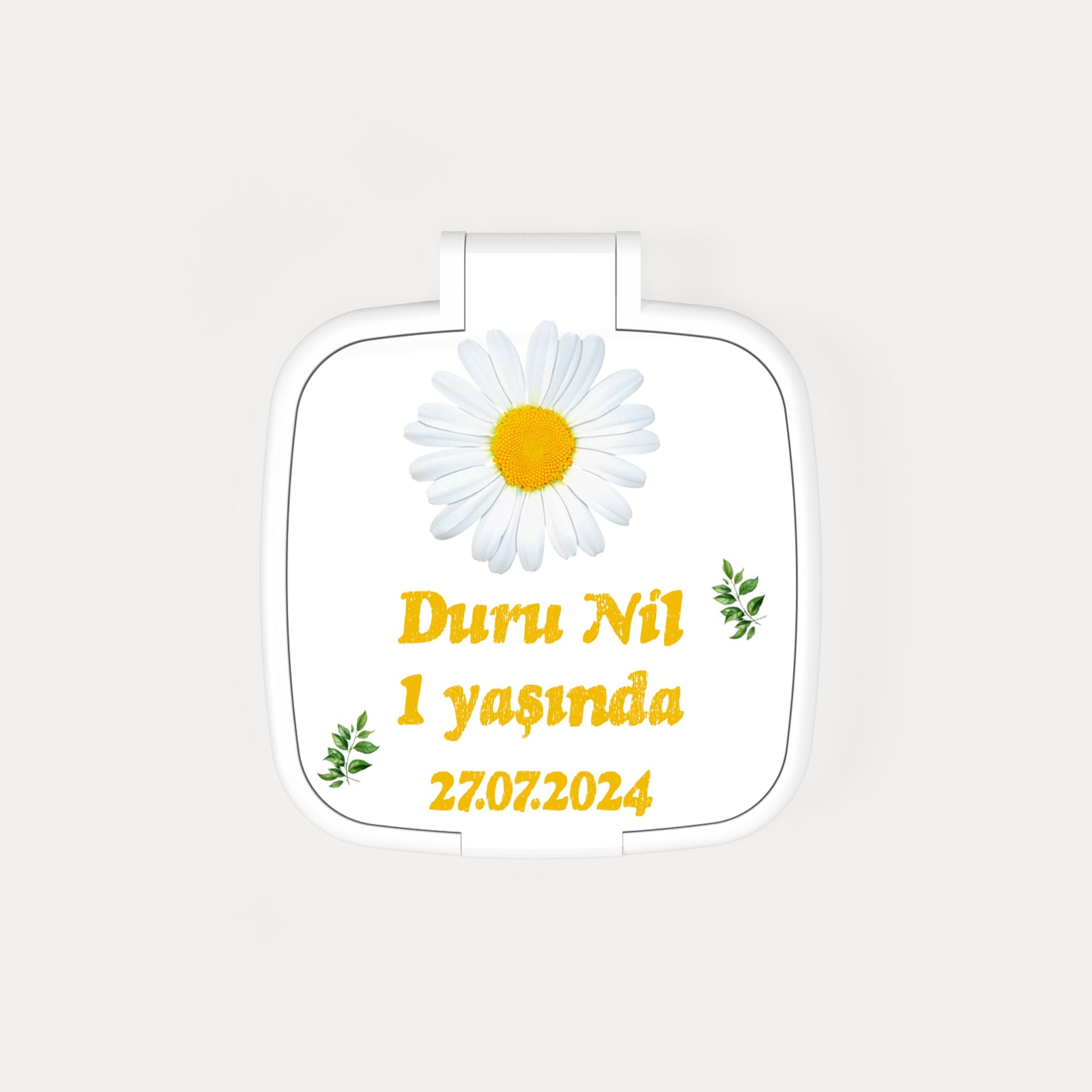 Papatya Desenli Kare Ayna