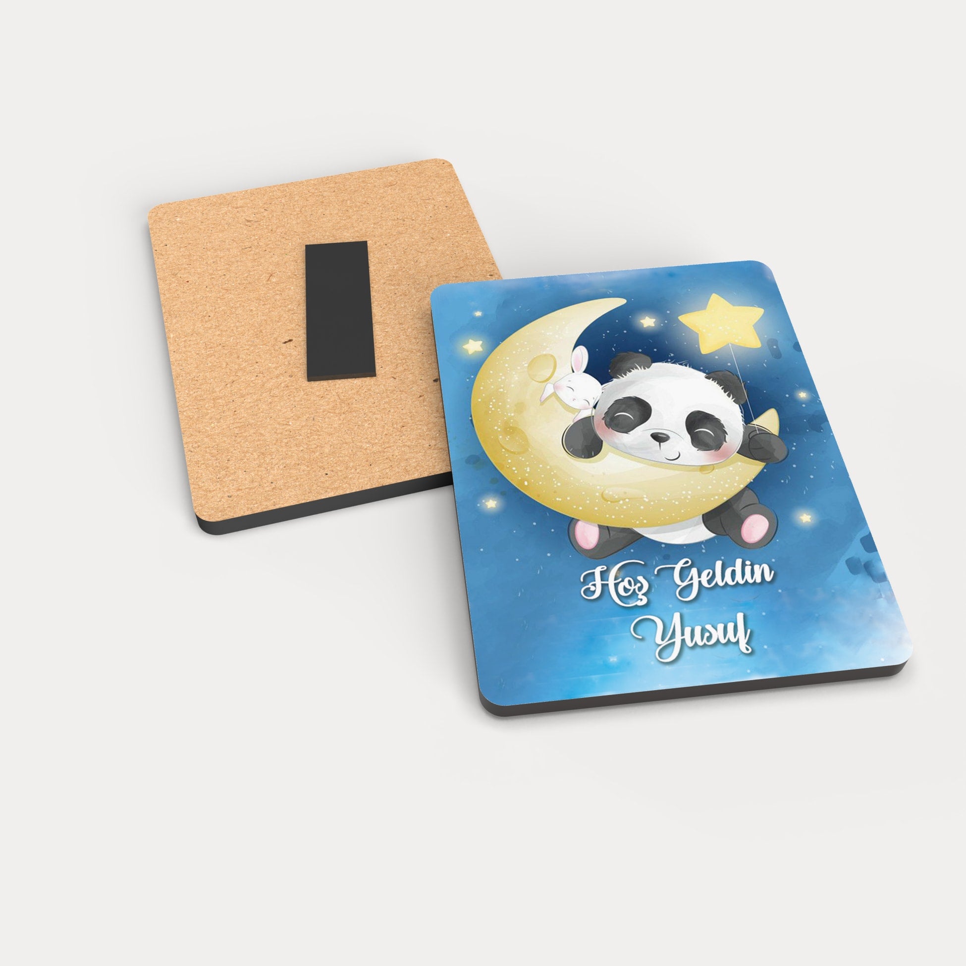 Panda Desenli Ahşap Magnet