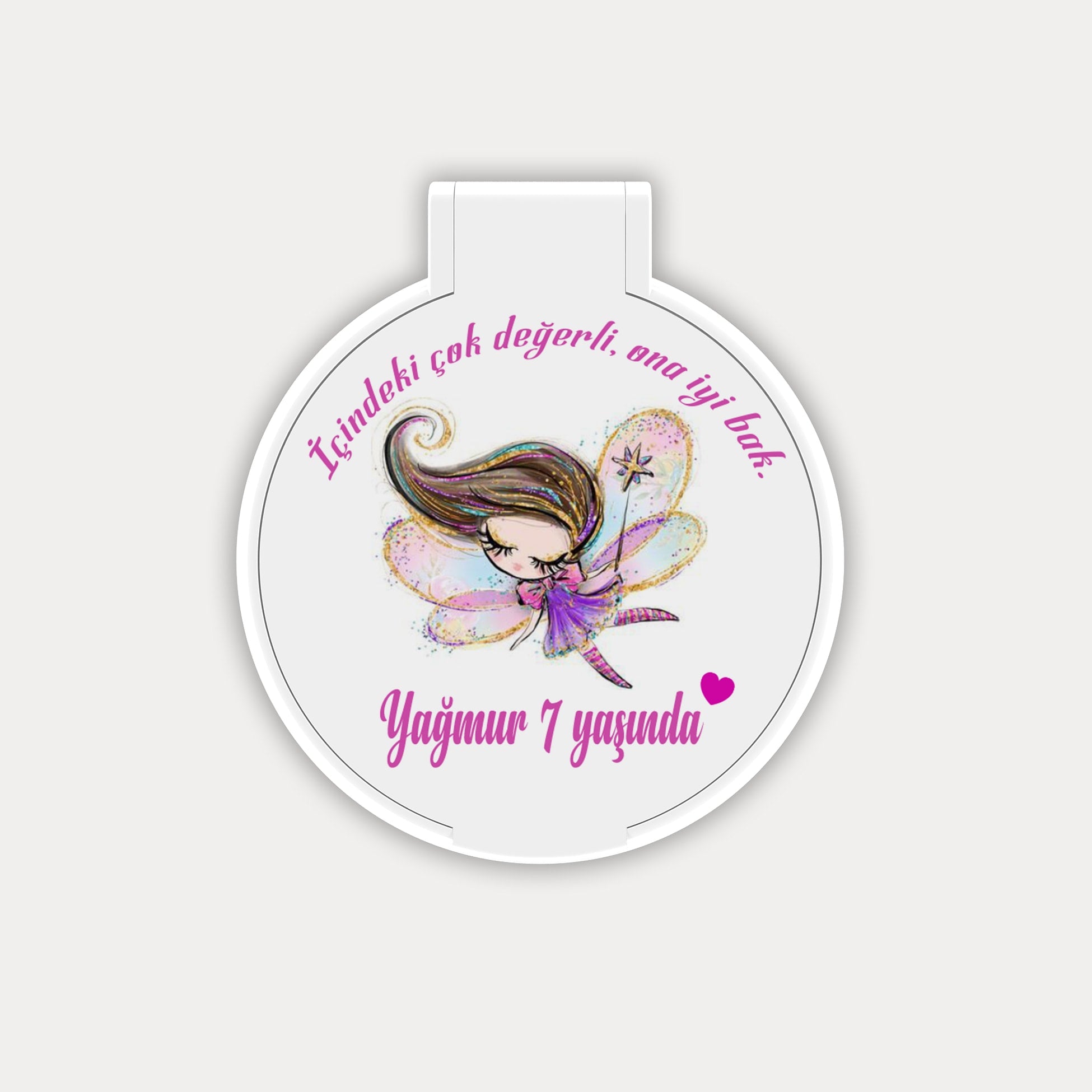 Peri Desenli Yuvarlak Ayna