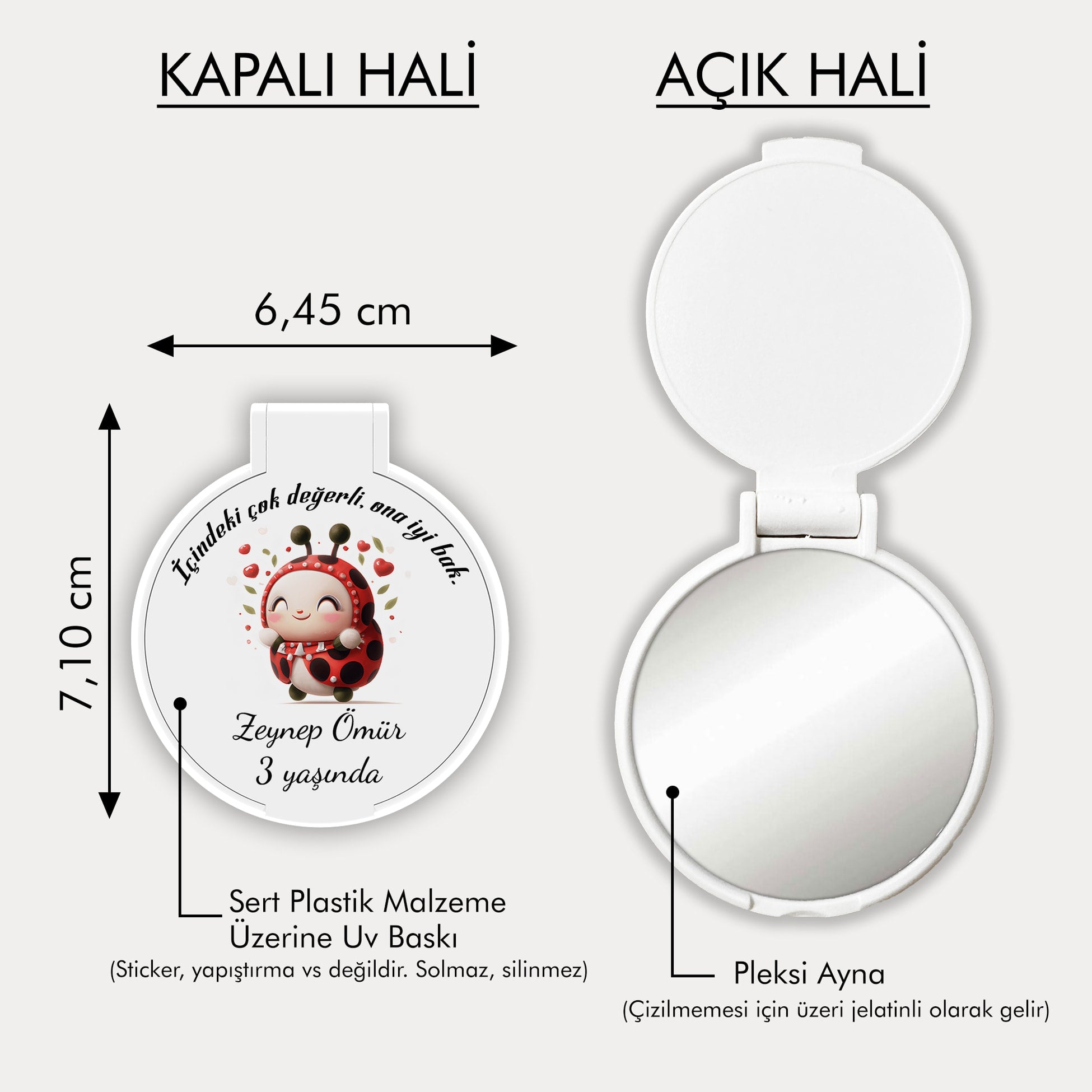 Uğur Böceği Temalı Yuvarlak Ayna