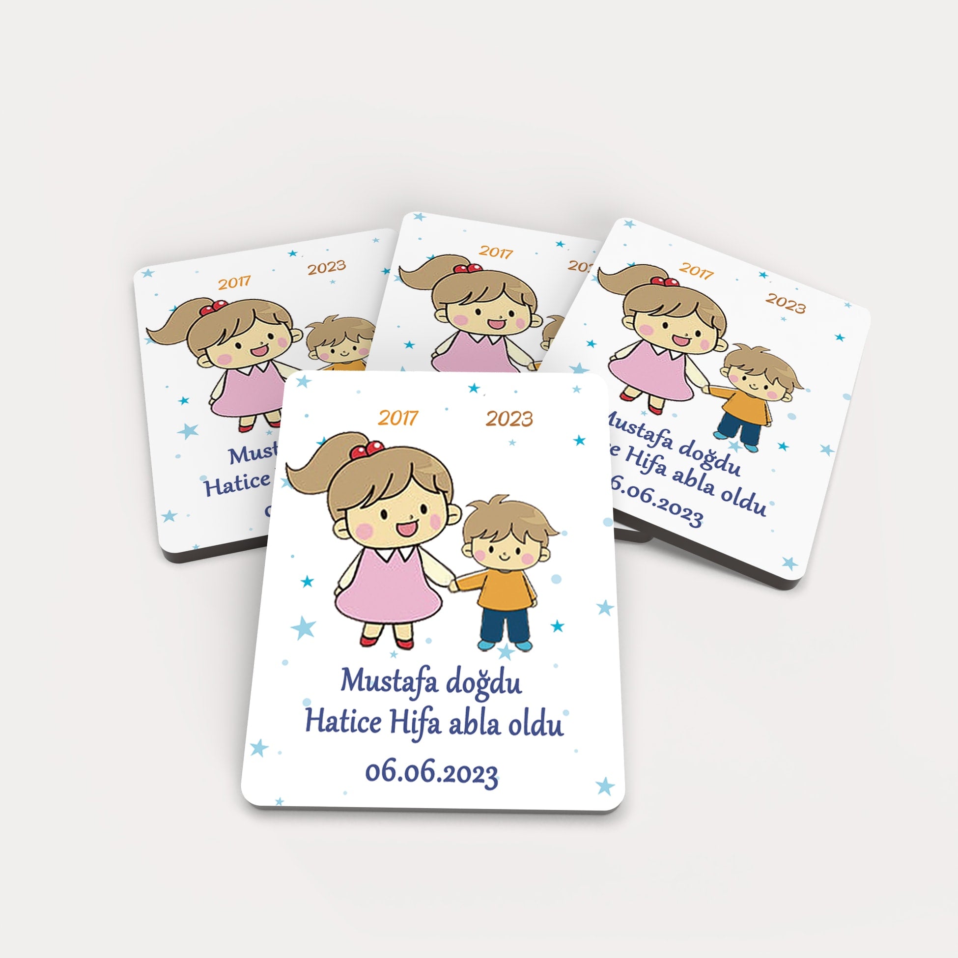 Abla Kardeş Temalı Ahşap Magnet
