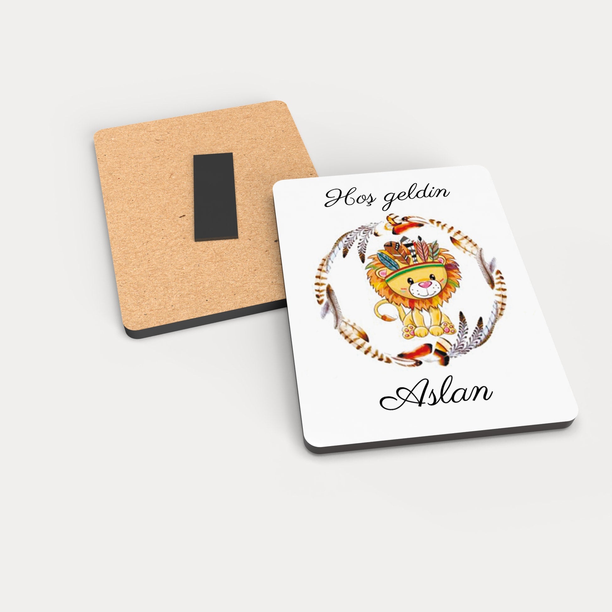 Aslan Desenli Ahşap Magnet