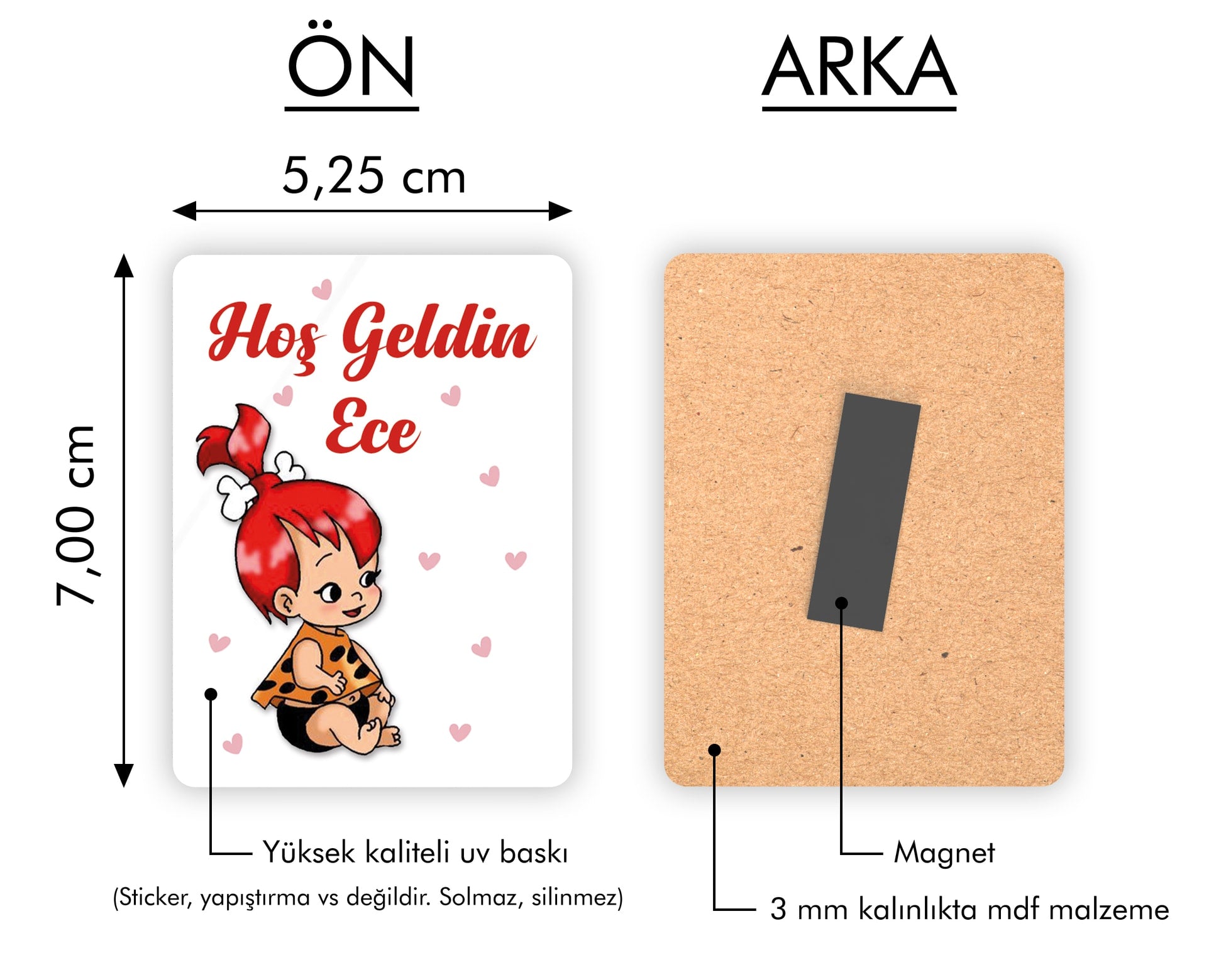 Bambam Temalı Ahşap Magnet