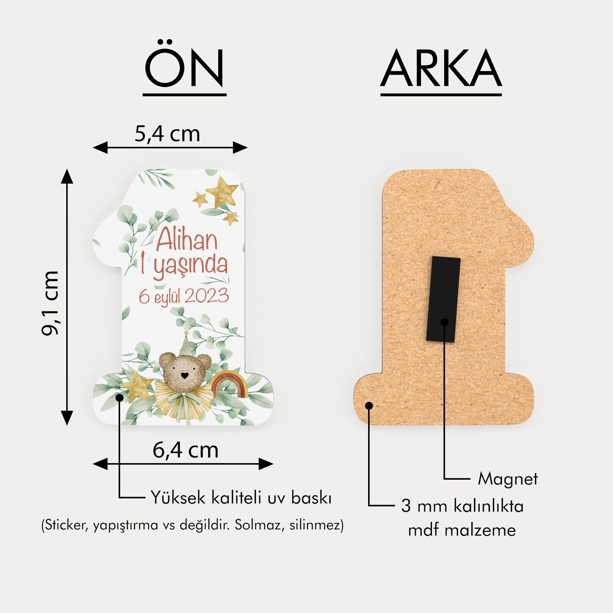 Ayıcık Temalı Ahşap Magnet