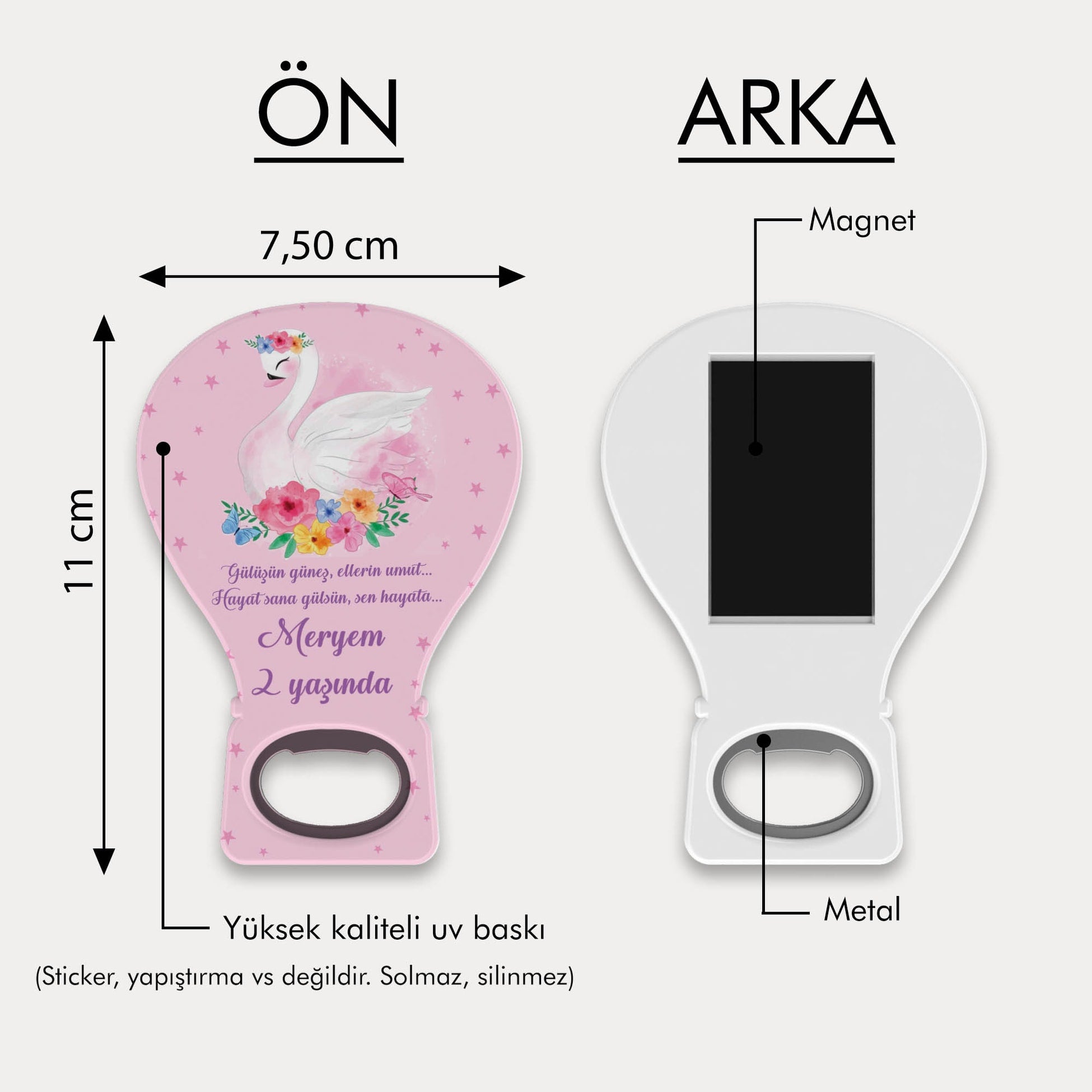 Kuğu Desenli Balon Açacak Magnet