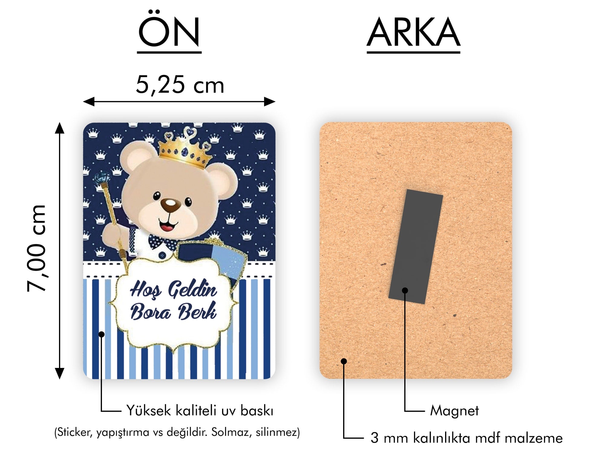 Ayıcık Desenli Ahşap Magnet