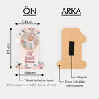 Pembe Çiçek Temalı Ahşap Magnet