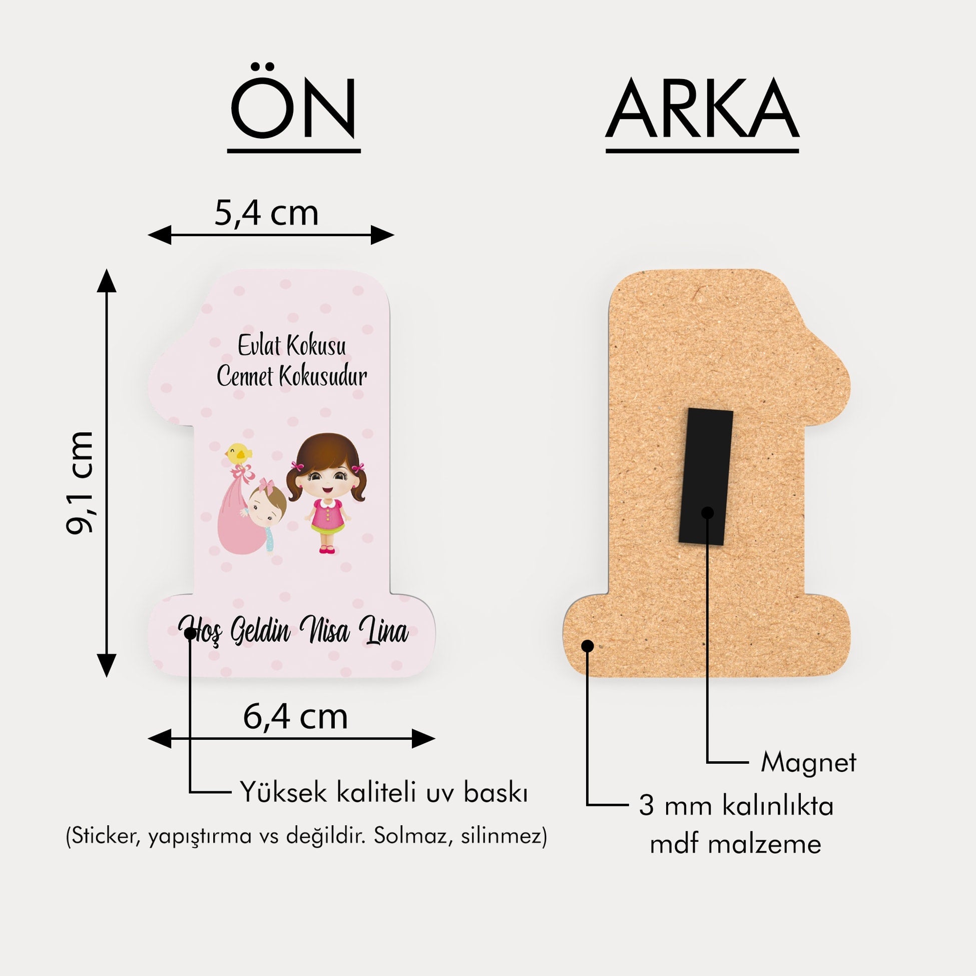 Abla Kardeş Temalı Ahşap Magnet