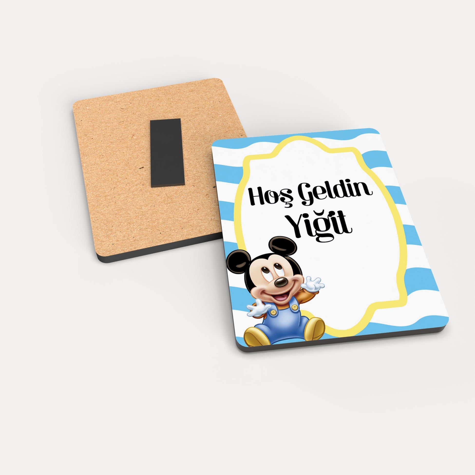 Mıckey Mouse Desenli Ahşap Magnet