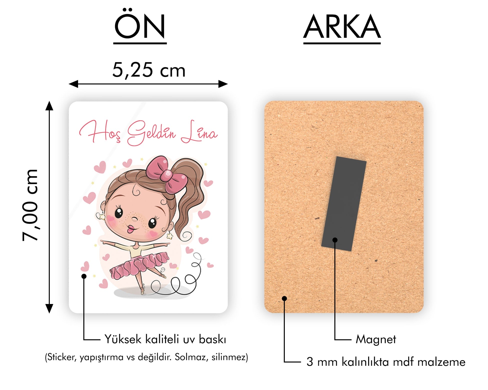 Balerin Kız Desenli Ahşap Magnet