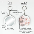Minimal Çiçek Desenli Anahtarlıklı Ayna