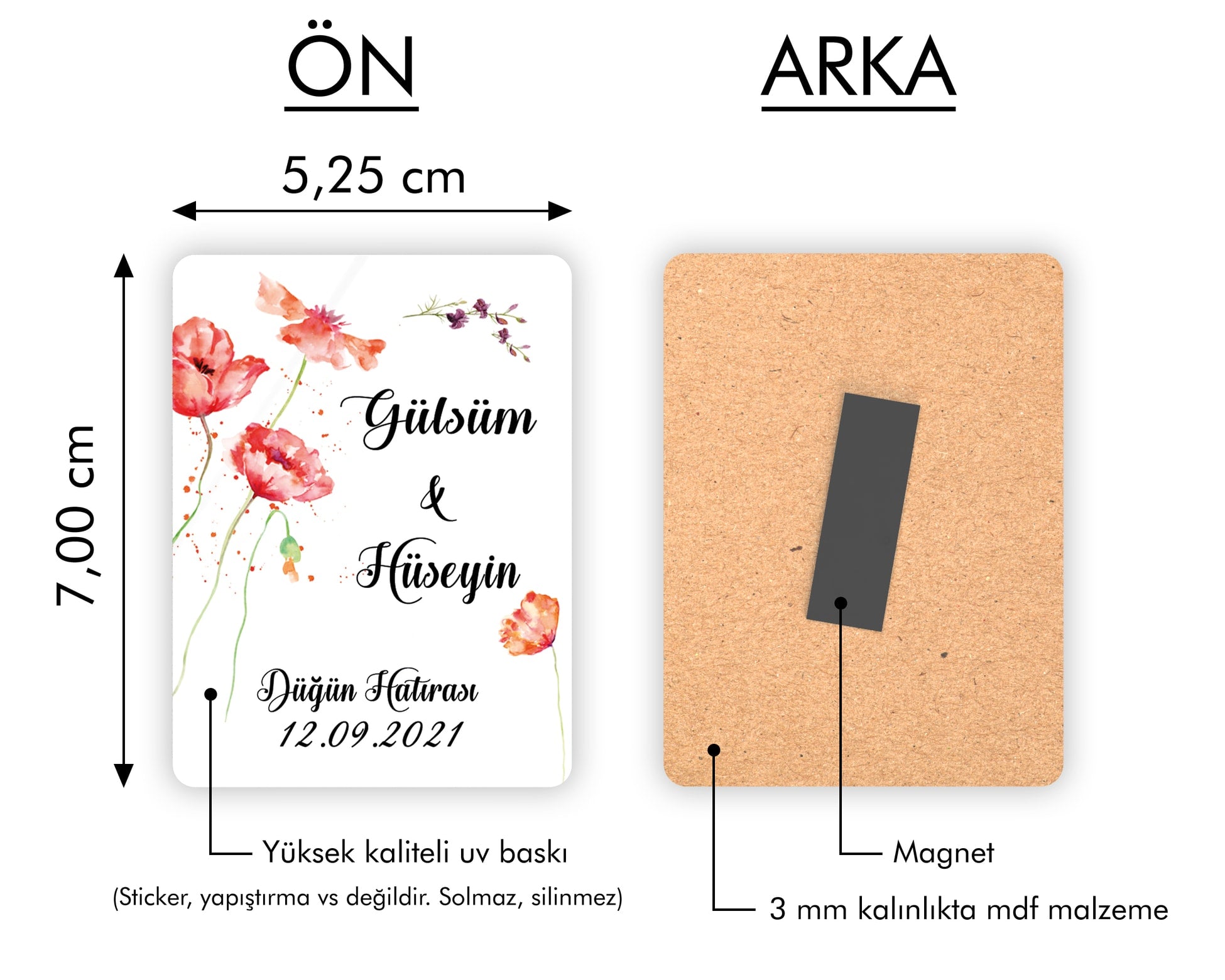 Gelincik Desenli Ahşap Magnet