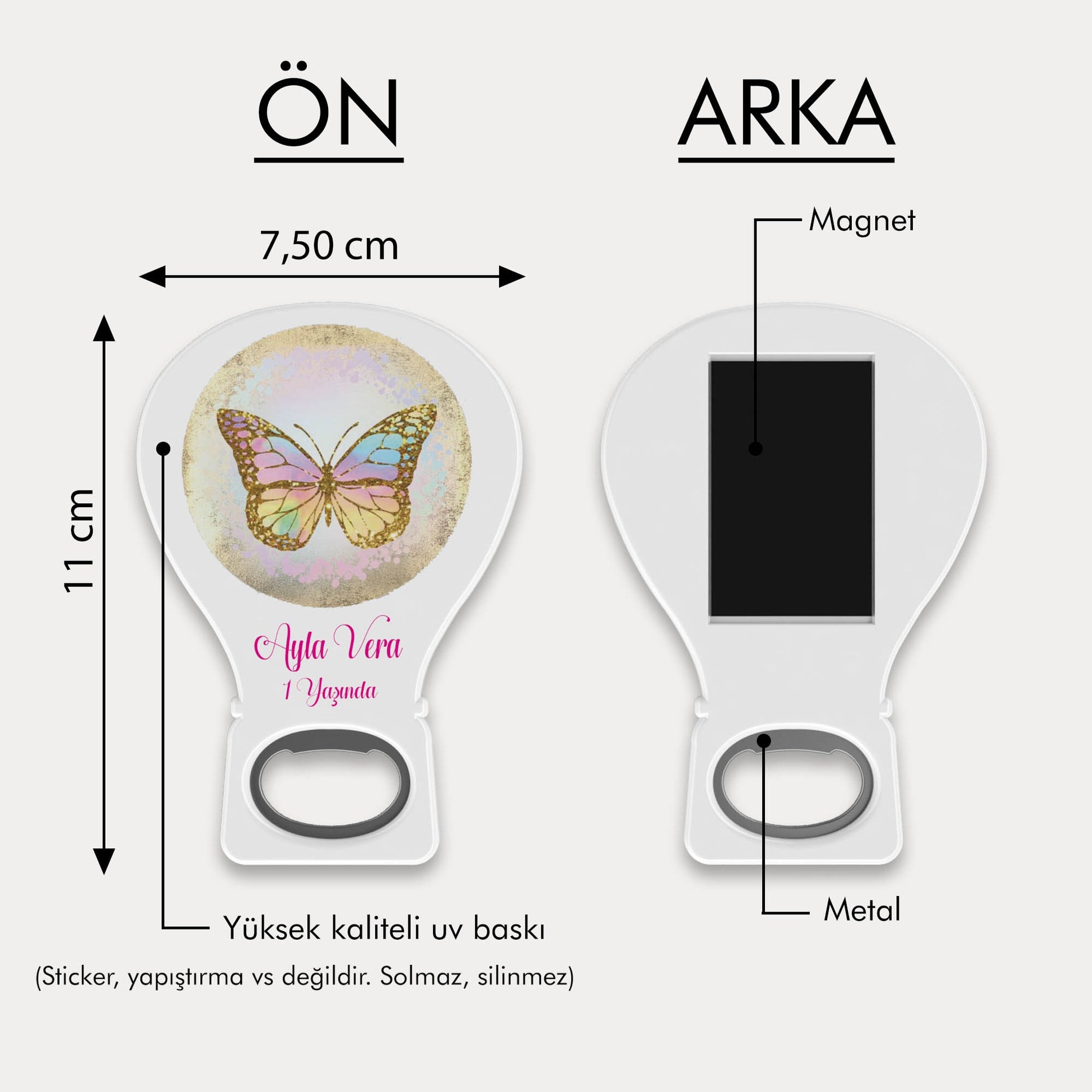 Kelebek Desenli Balon Açacak Magnet