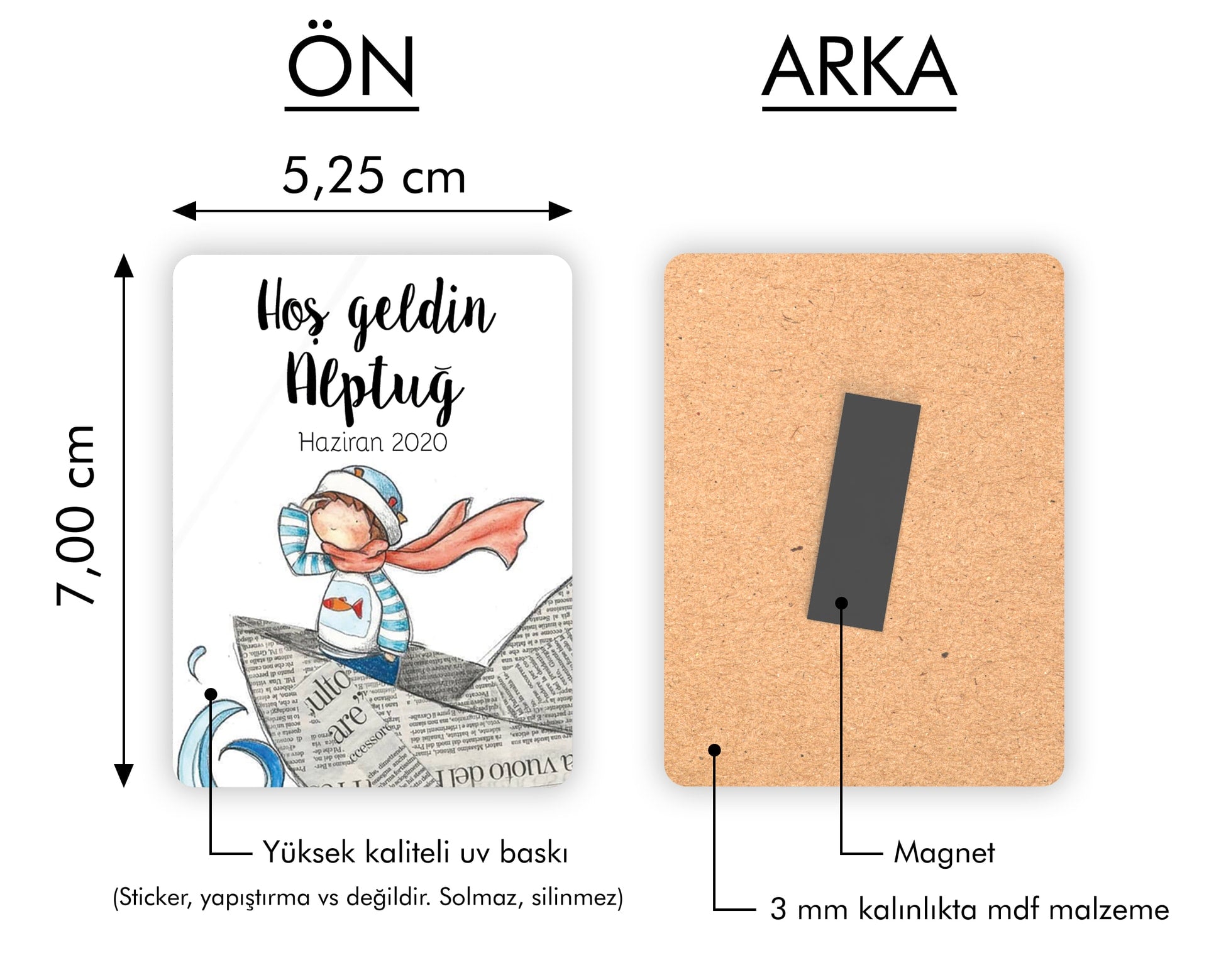 Erkek Bebek Temalı Ahşap Magnet