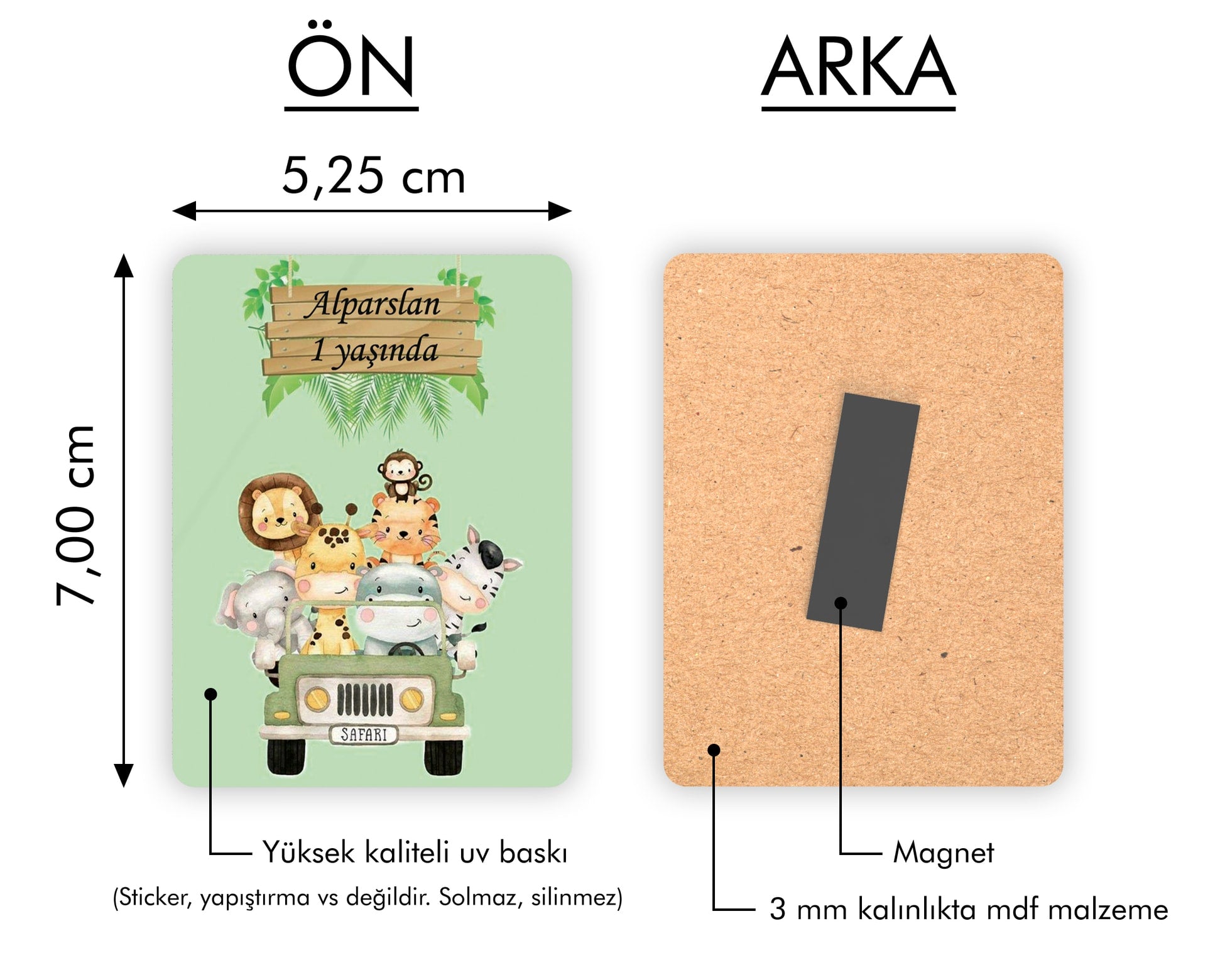 Safari Temalı Ahşap Magnet
