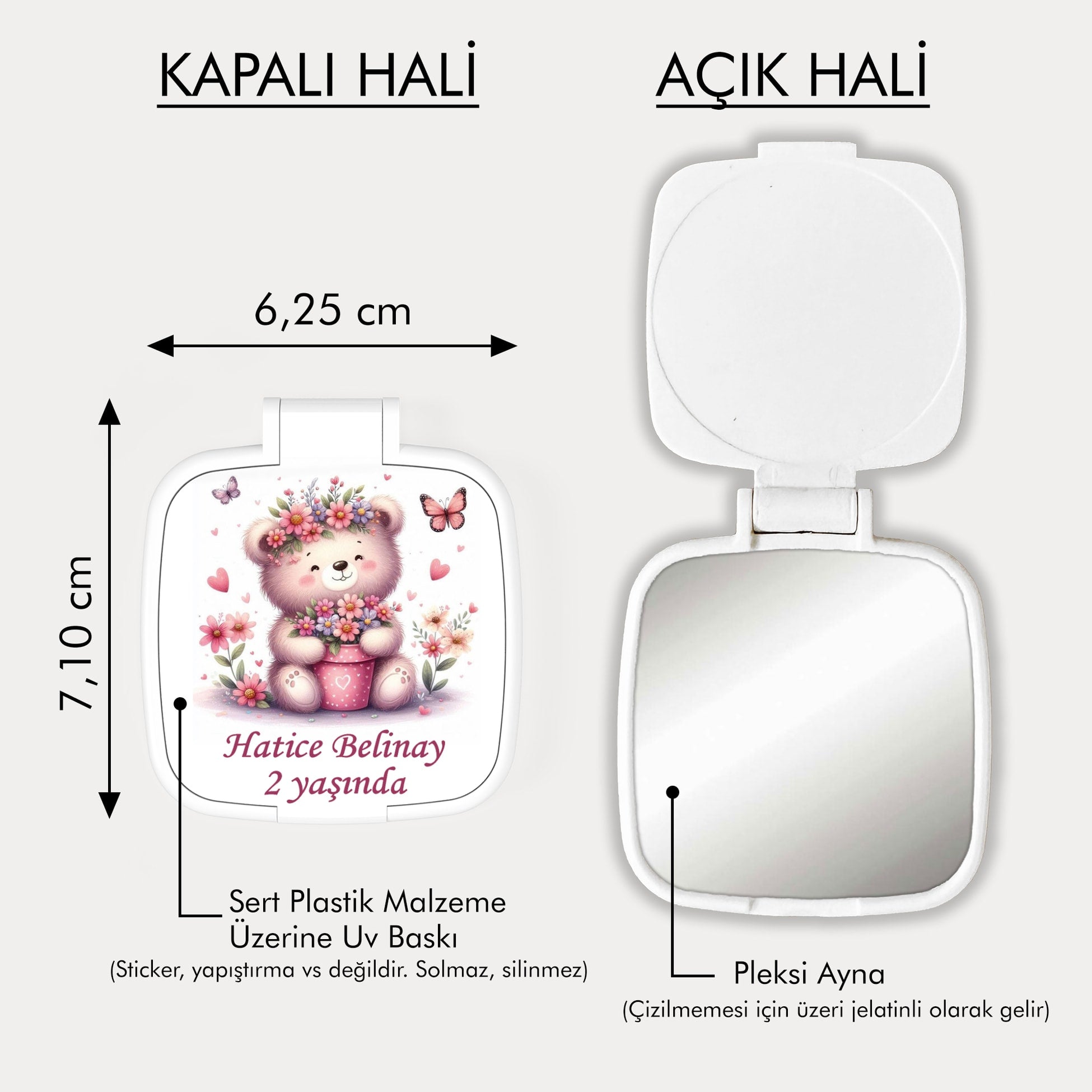 Ayıcık Temalı Kare Ayna