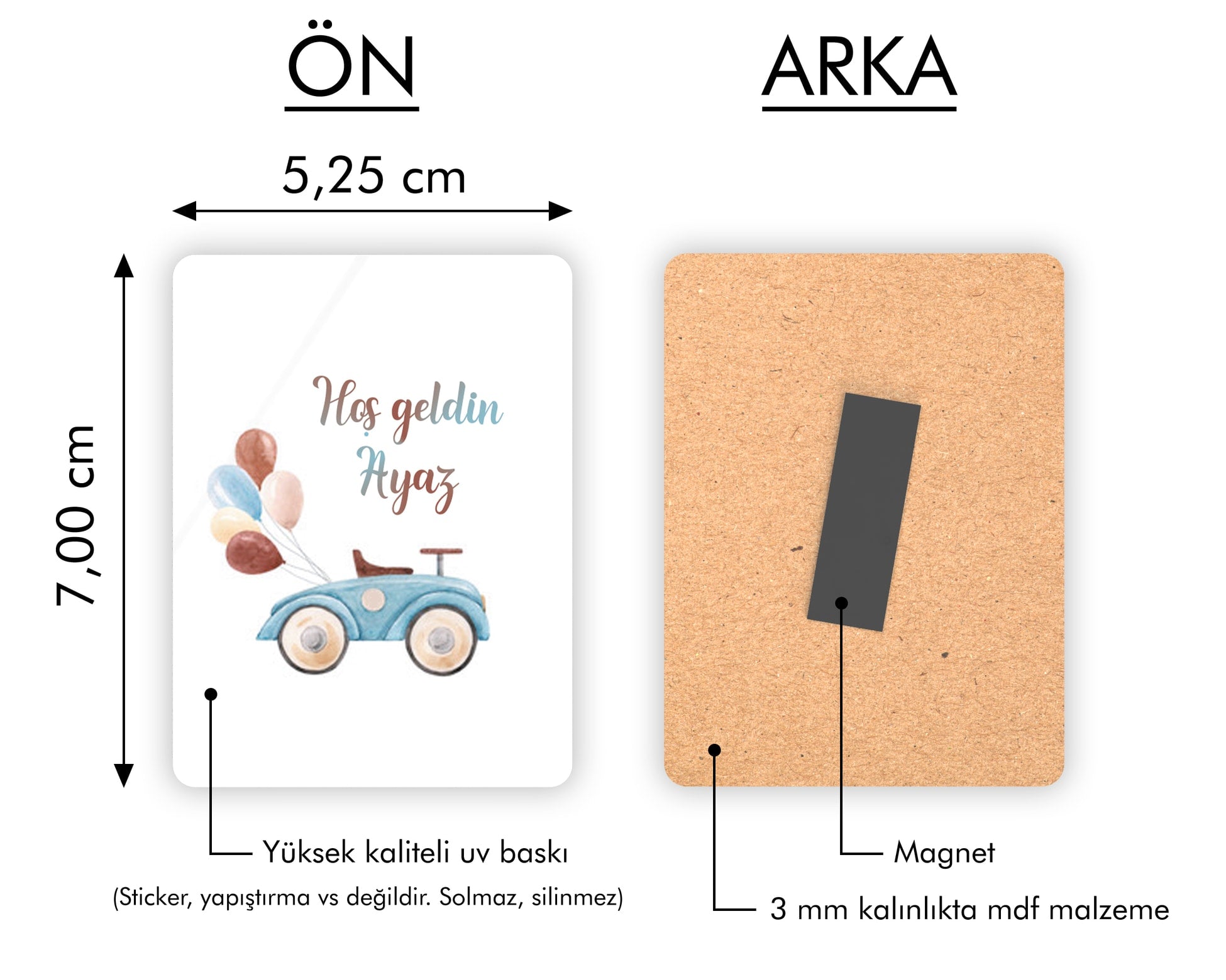 Erkek Bebek Arabası Temalı Ahşap Magnet