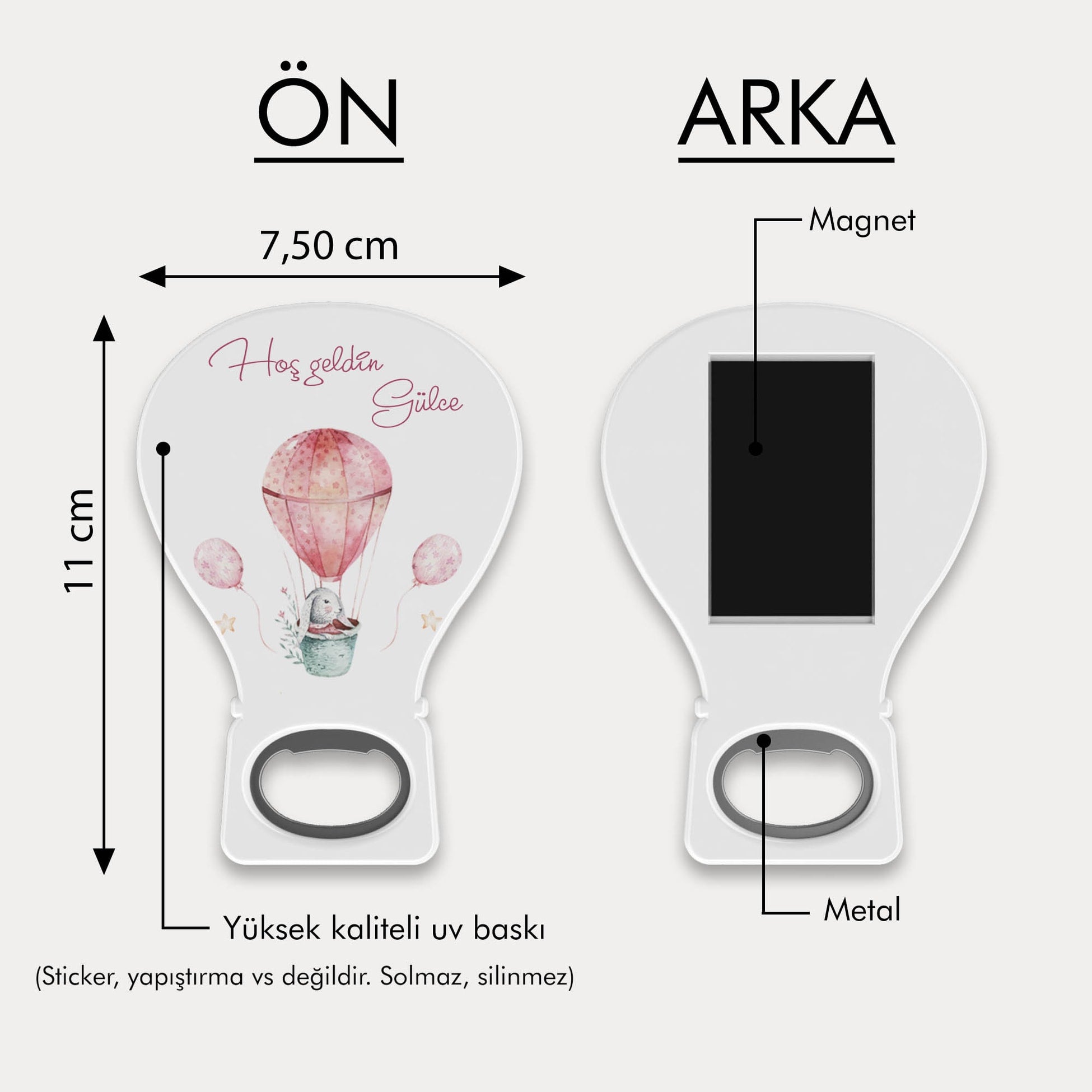 Uçan Balonlu Tavşan Desenli Balon Açacak Magnet