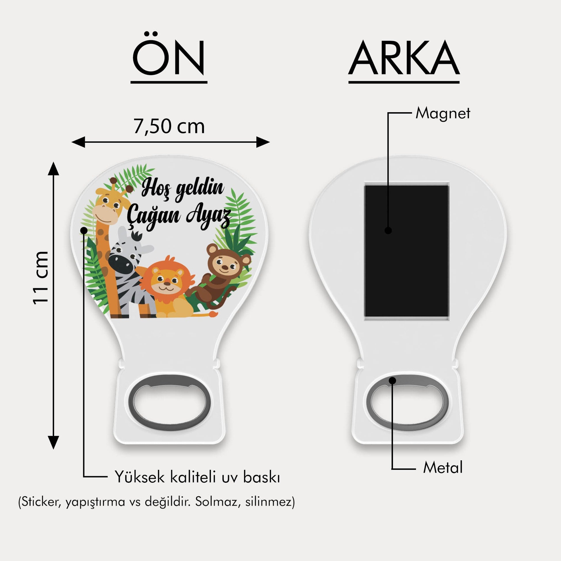 Safari Desenli Balon Açacak Magnet
