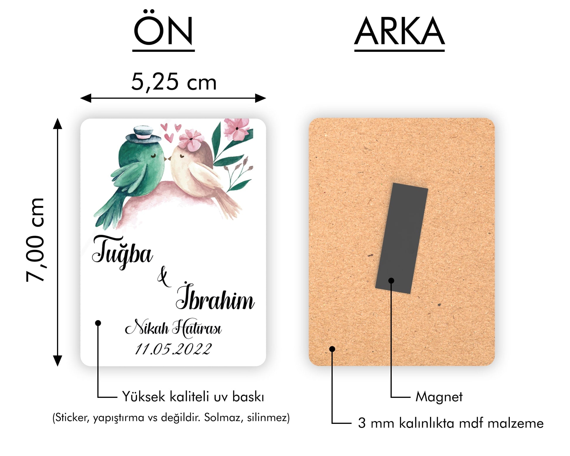 Kuş Desenli Ahşap Magnet