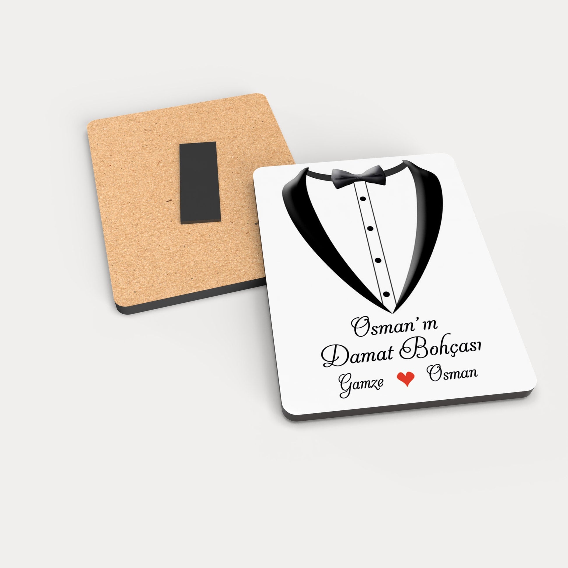 Damatlık Desenli Ahşap Magnet