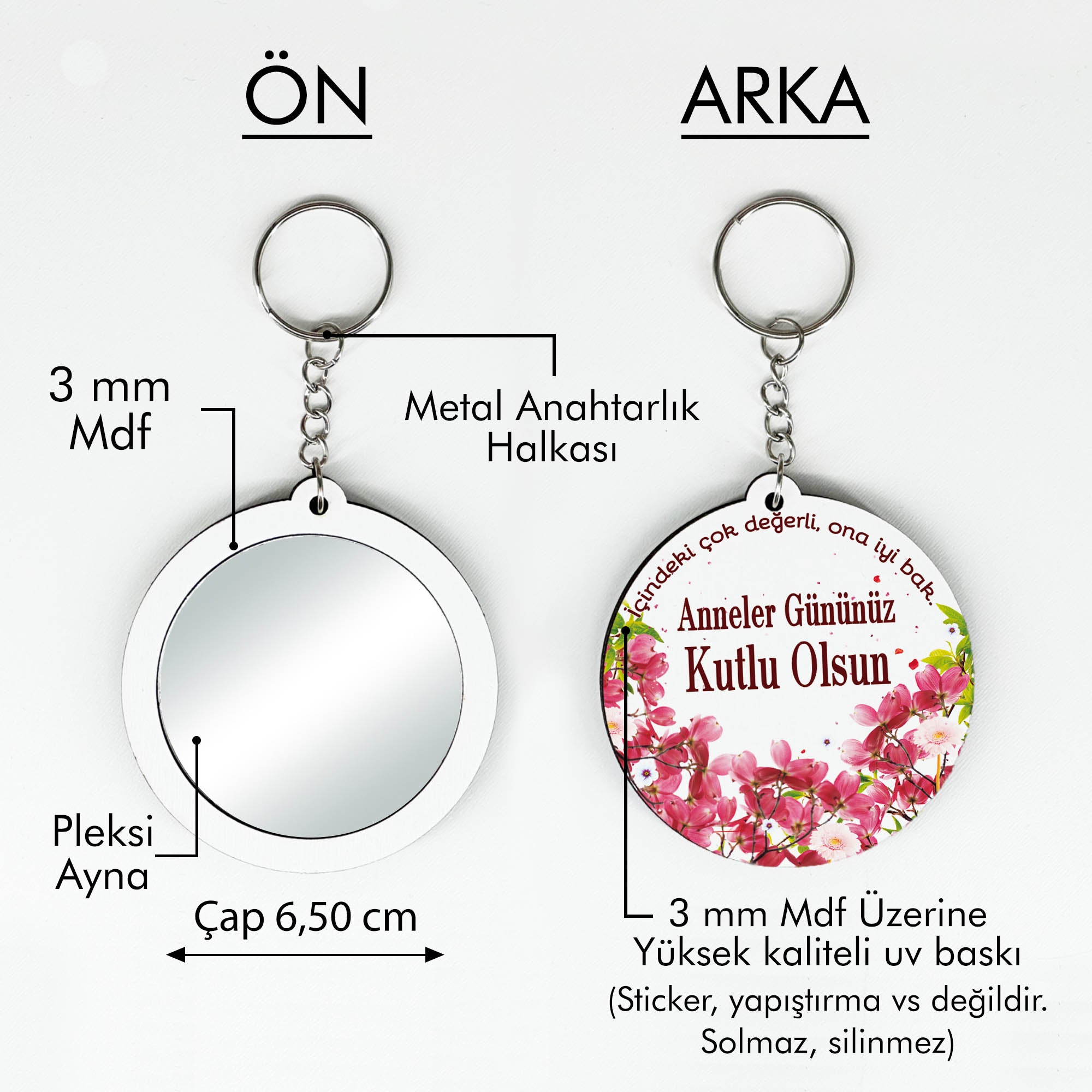 Anneler Günü Temalı Anahtarlıklı Ayna