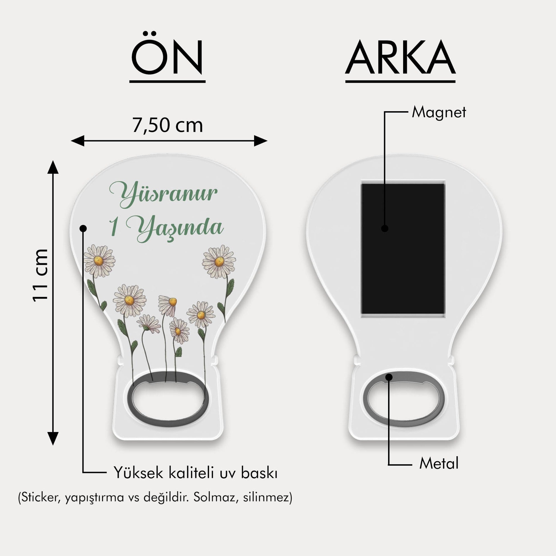 Papatya Desenli Balon Açacak Magnet