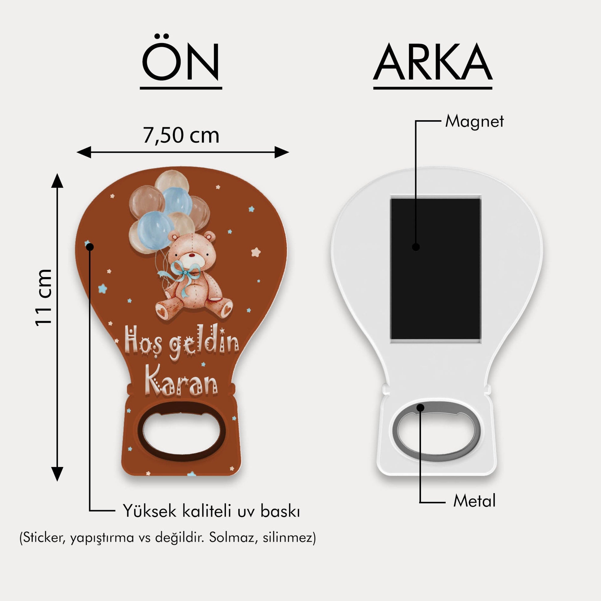 Ayıcık Desenli Balon Açacak Magnet