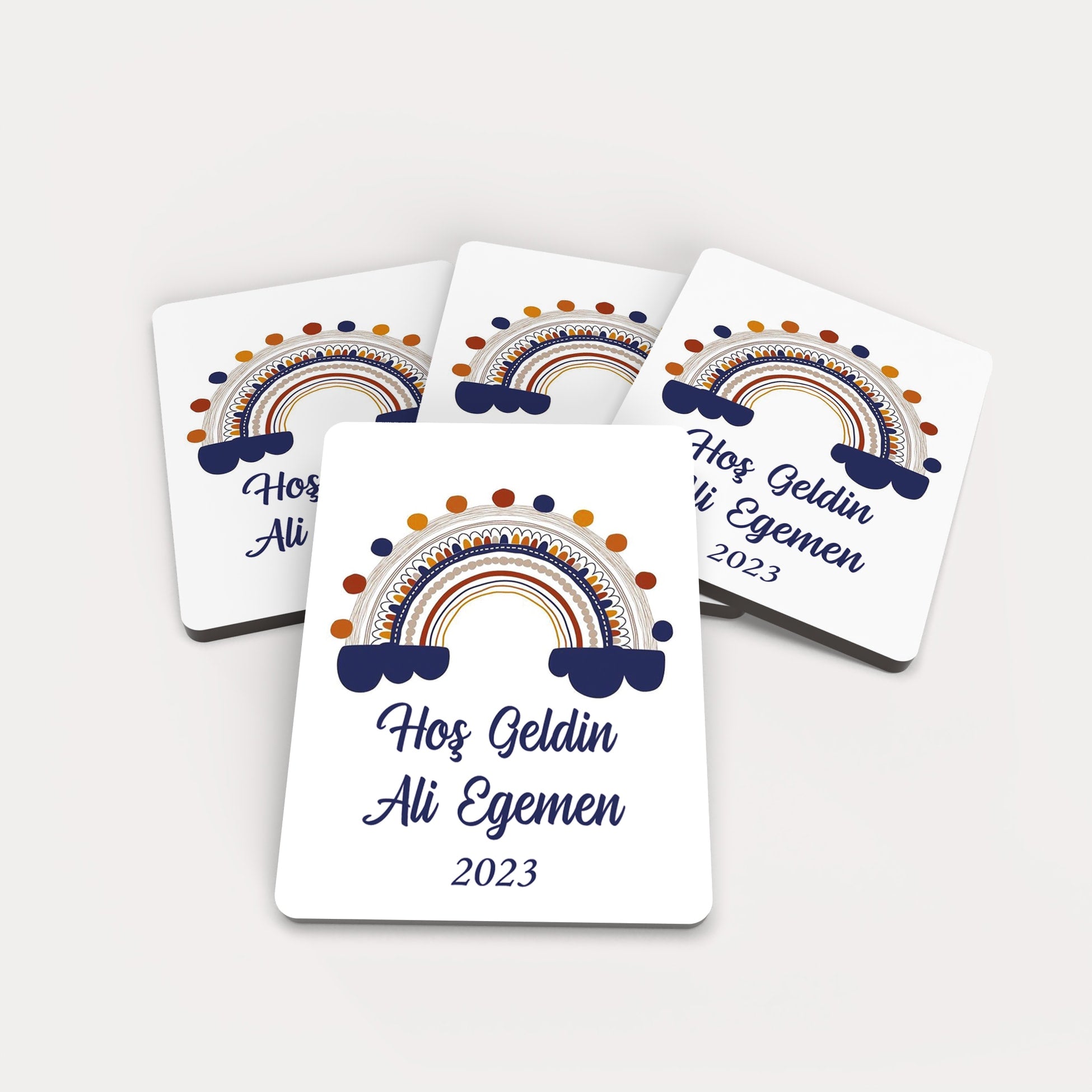 Gökkuşağı Desenli Ahşap Magnet