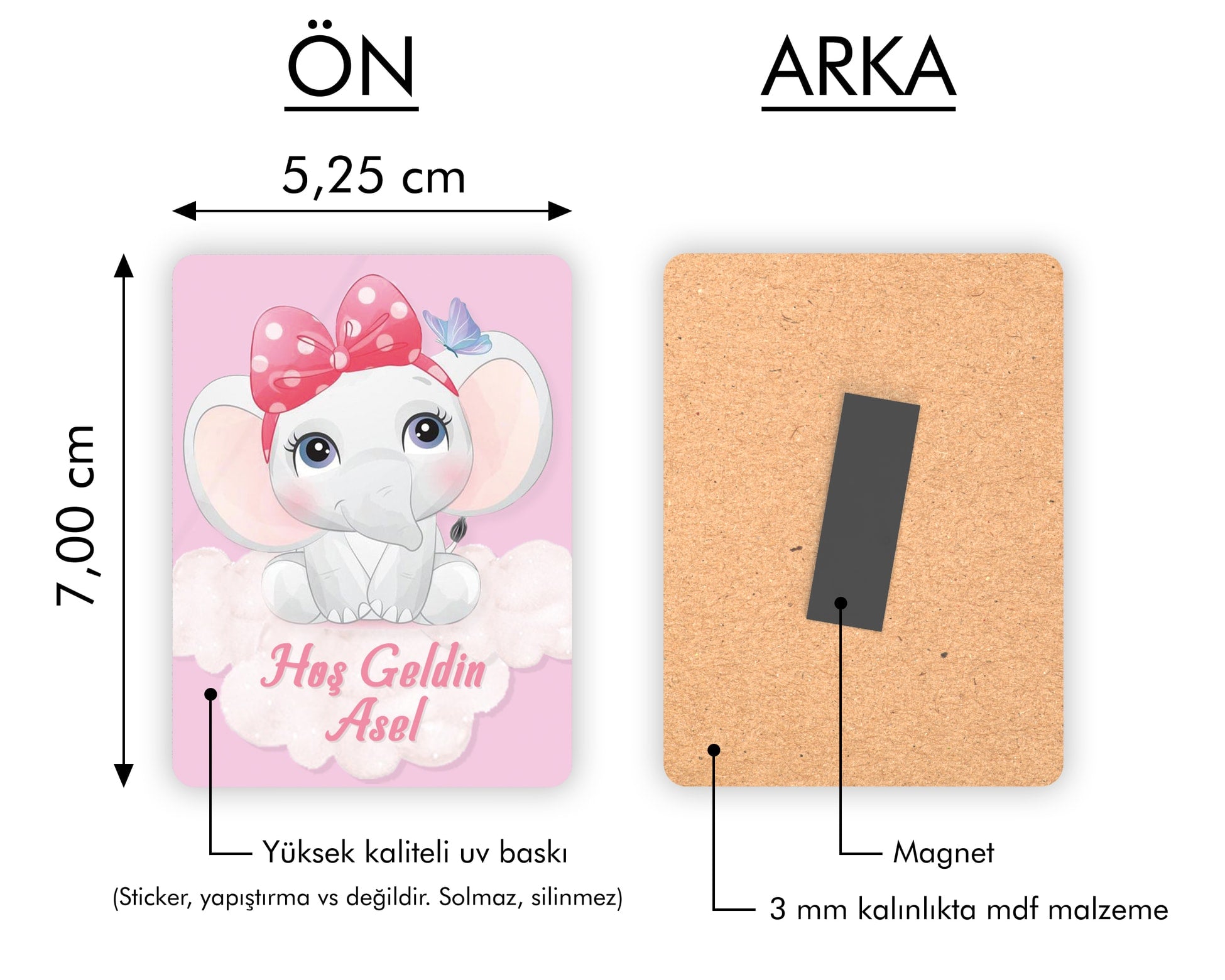 Bebek Fil Temalı Ahşap Magnet