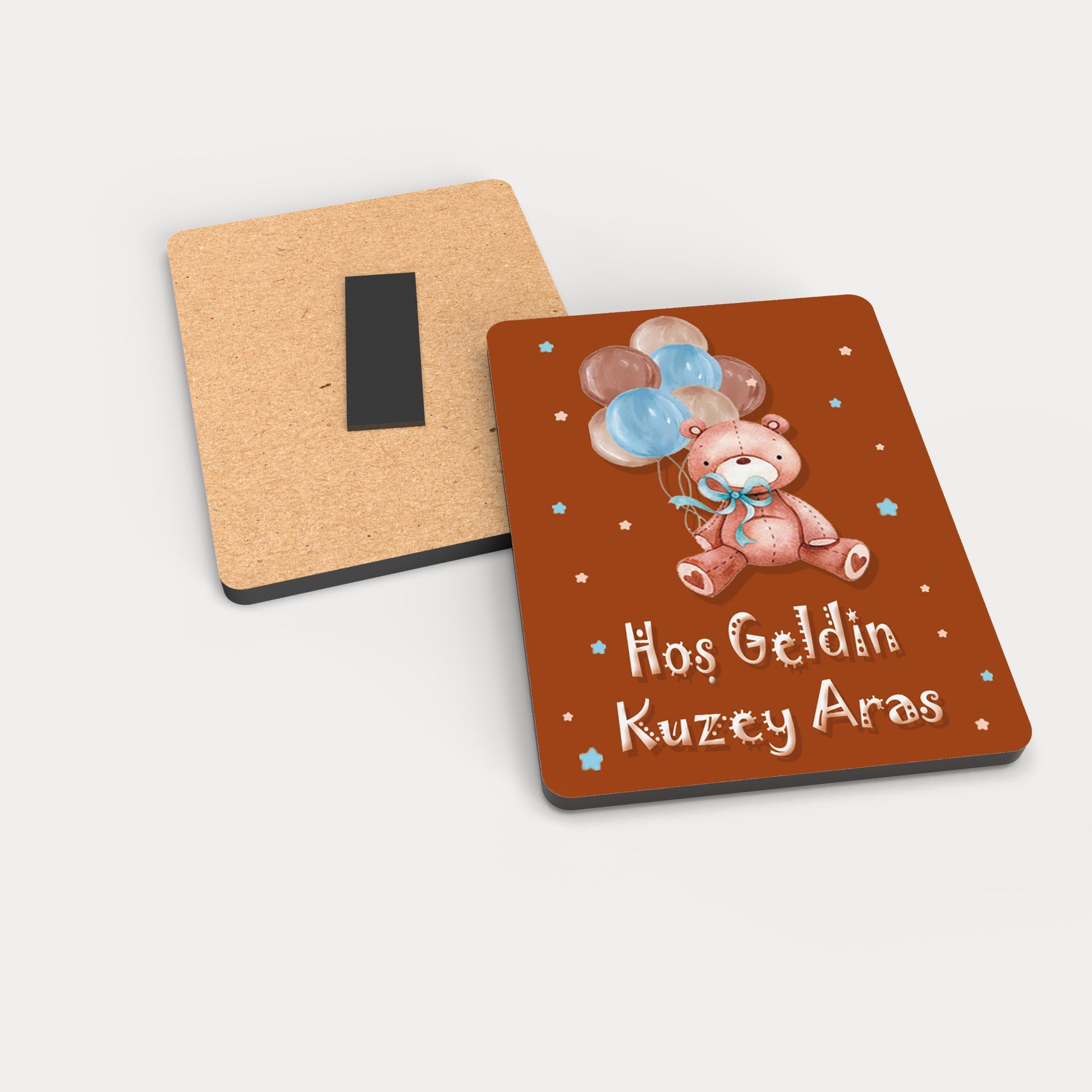 Ayıcık Desenli Ahşap Magnet