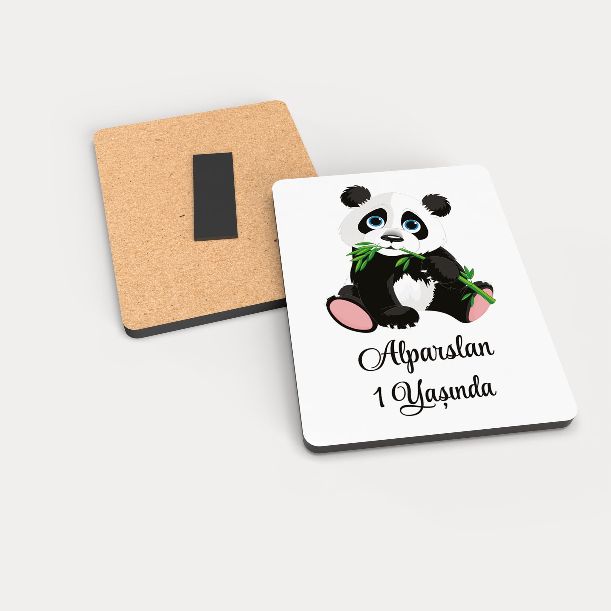 Panda Temalı Ahşap Magnet