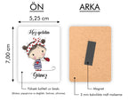 Uğur Böcekli Kız Desenli Ahşap Magnet
