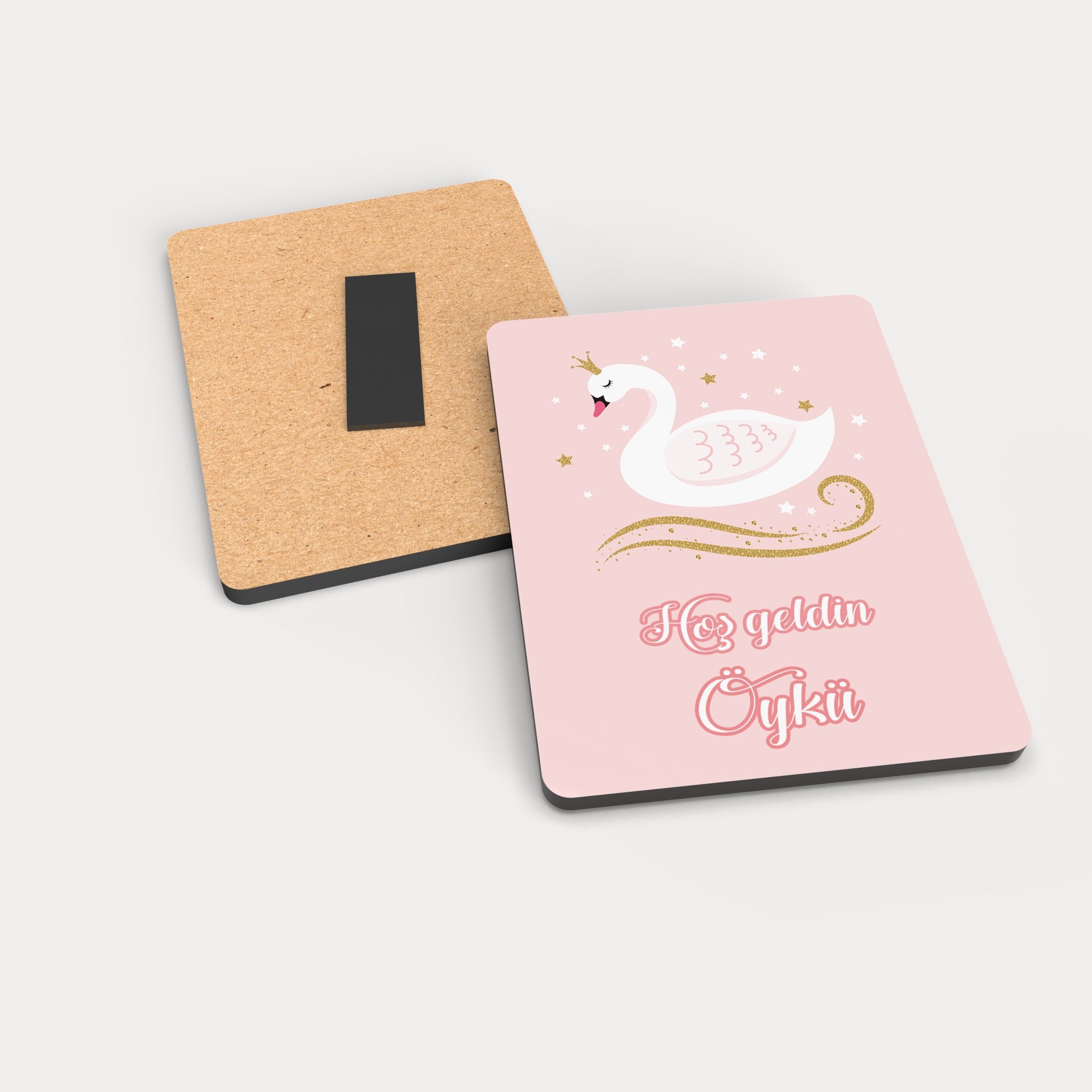 Kuğu Desenli Ahşap Magnet
