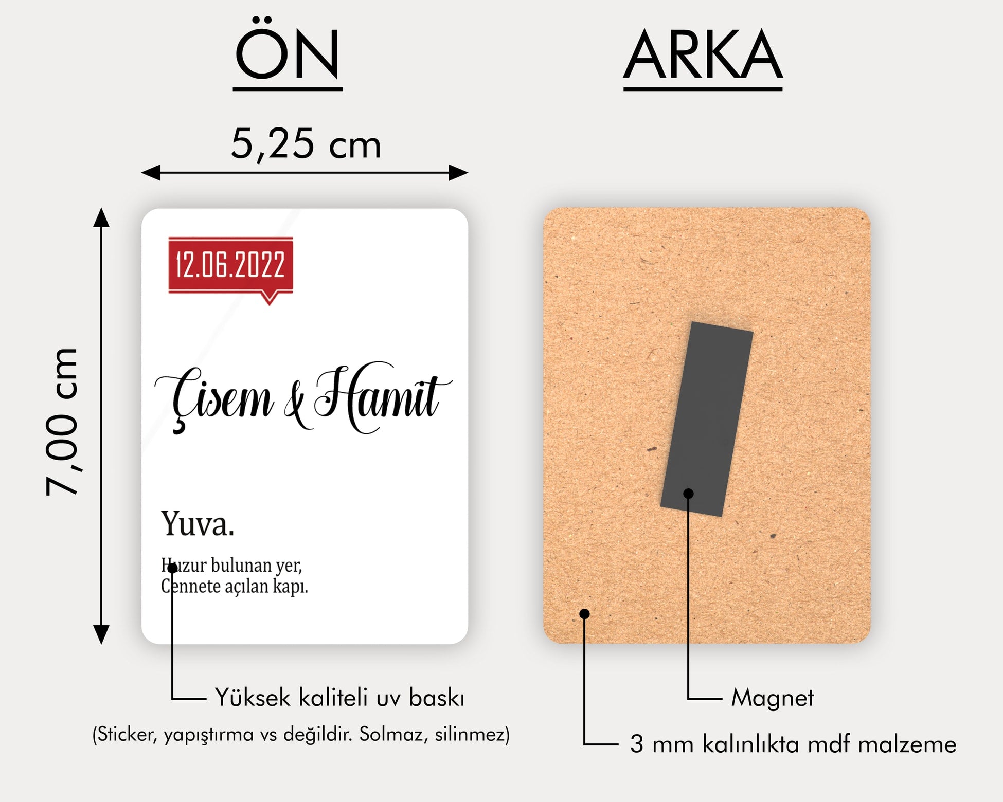 Yuva Yazılı Ahşap Magnet