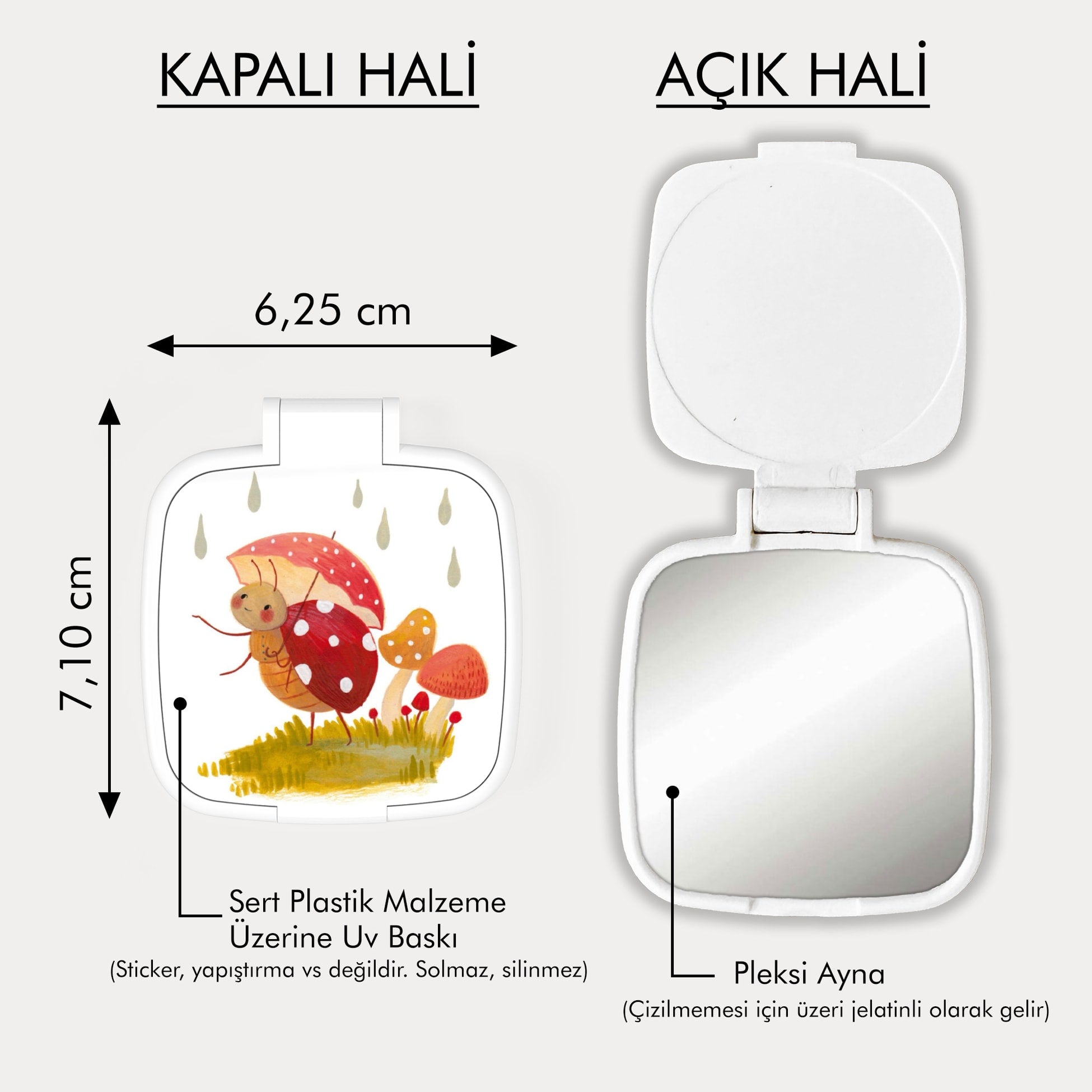 Uğur Böceği Desenli Kare Ayna