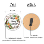 Portakallı Çelenkli Yuvarlak Ahşap Magnet