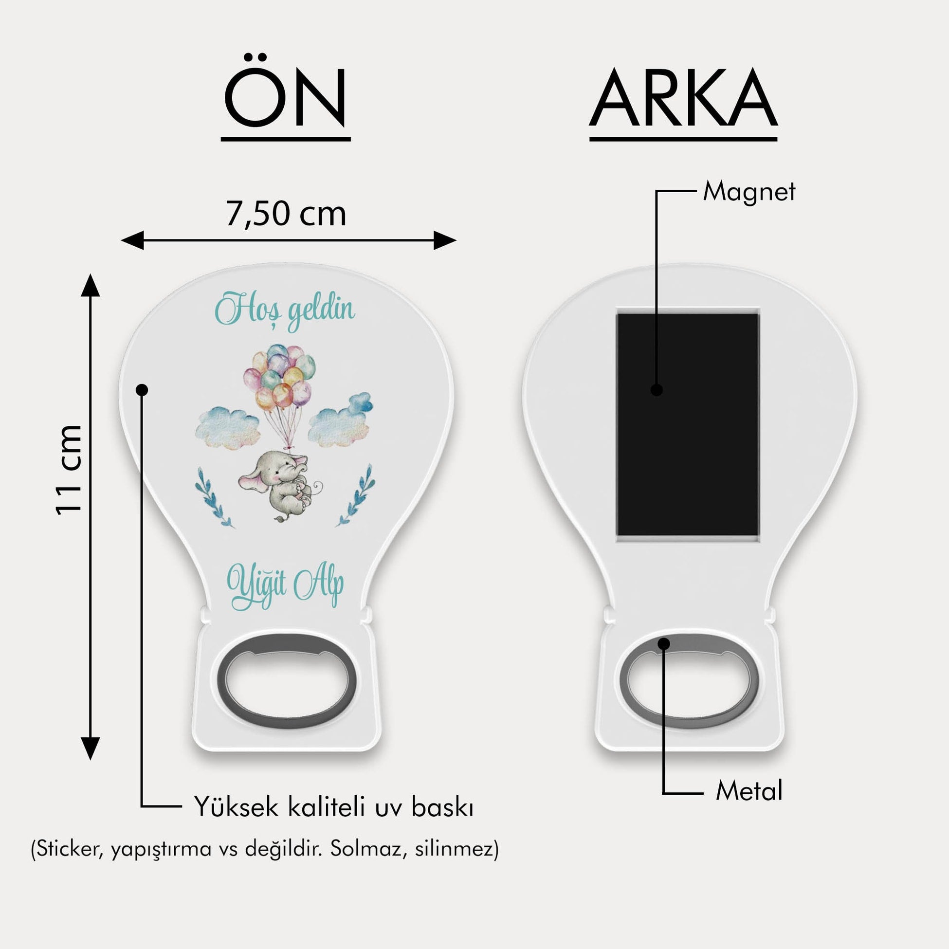 Gökyüzünde Balon Tutan Fil Desenli Balon Açacak Magnet