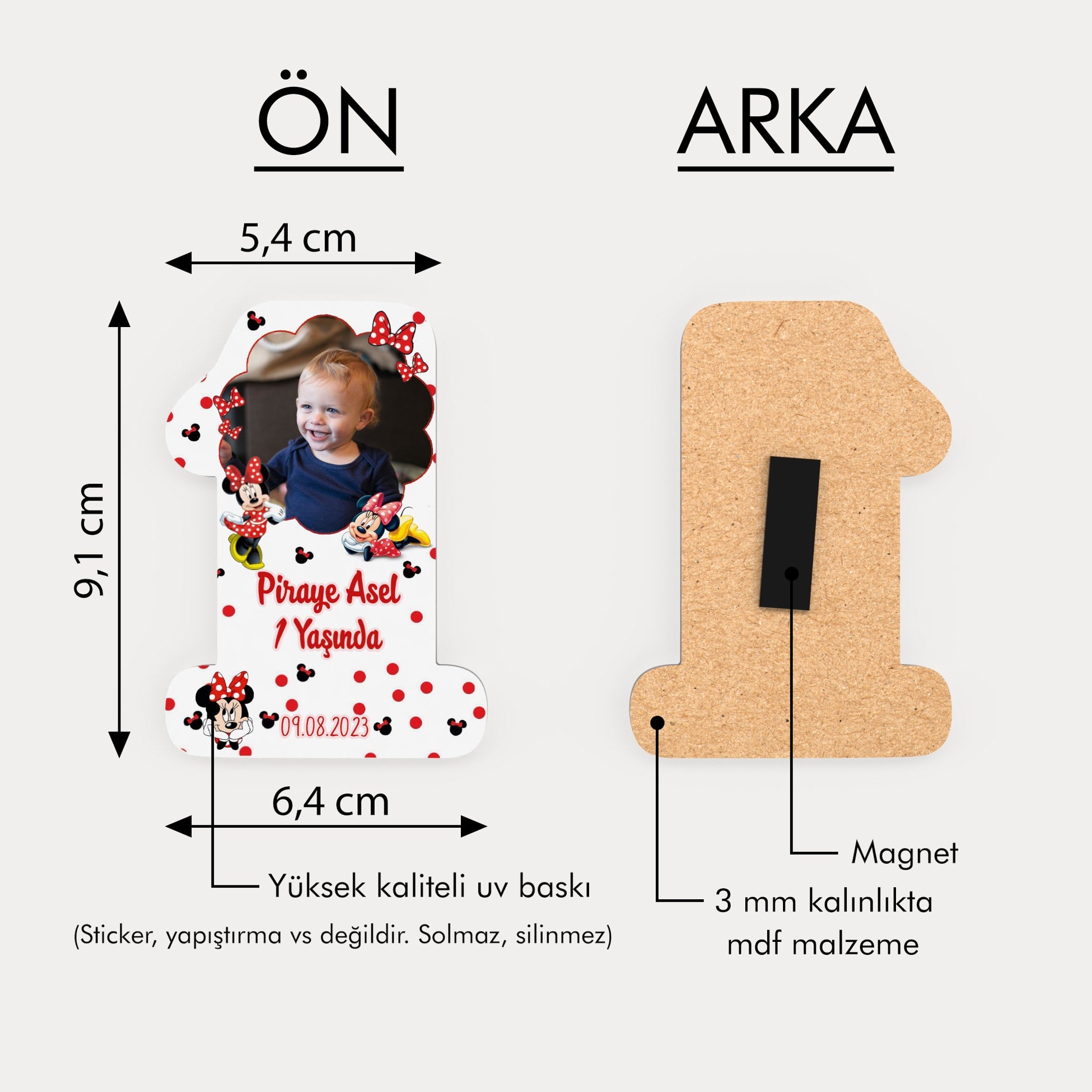 Minnie Mouse Temalı Ahşap Magnet