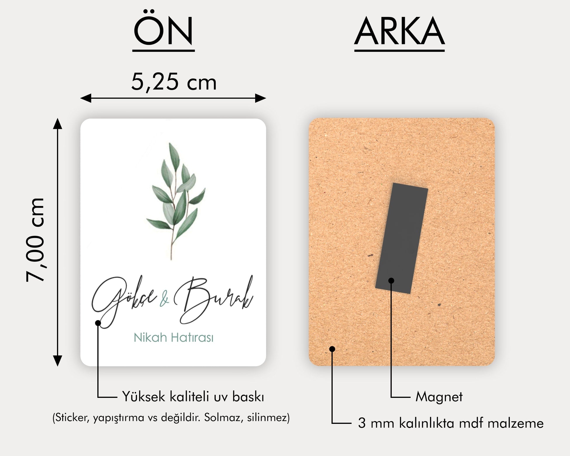 Zeytin Dalı Desenli Ahşap Magnet