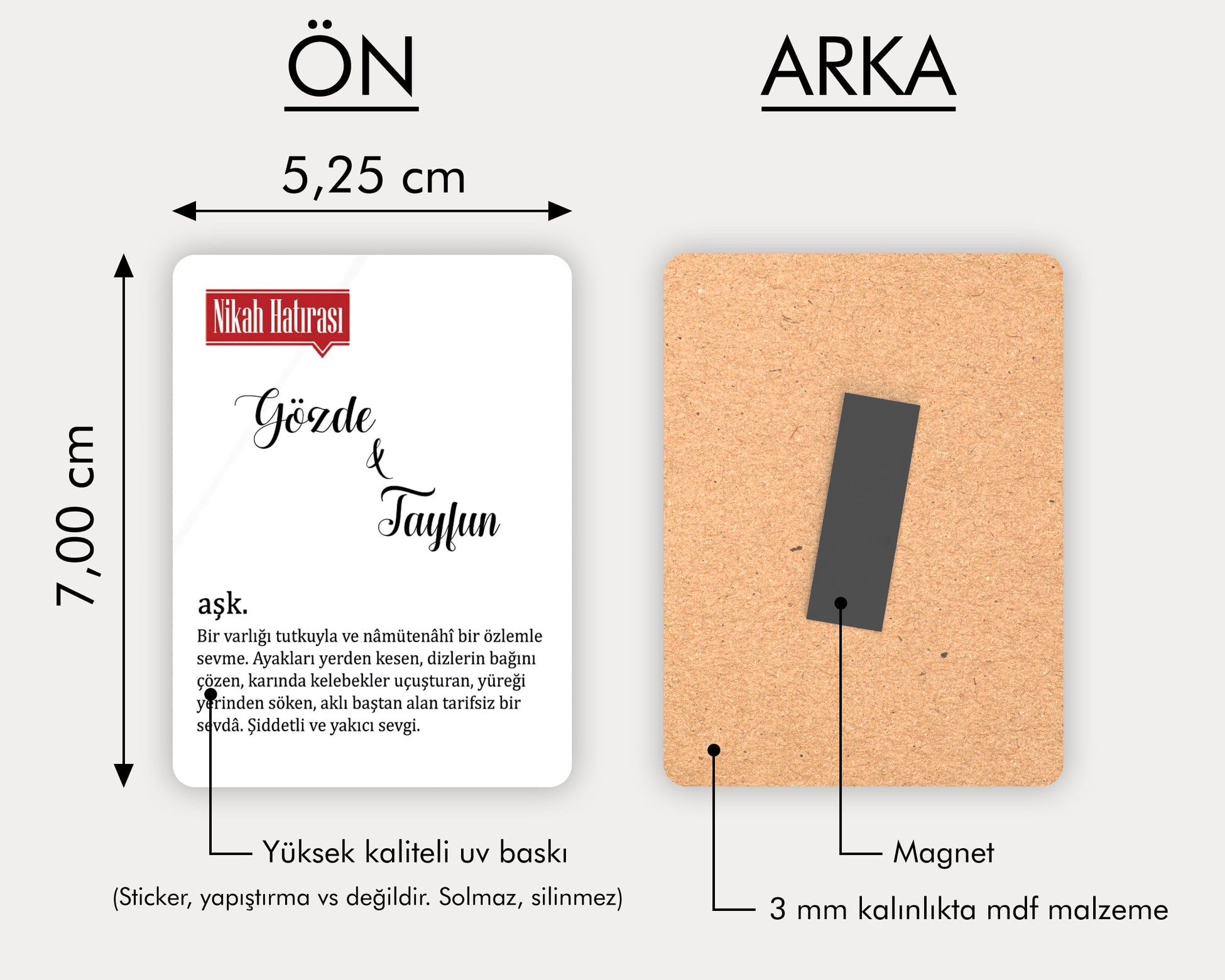Aşk Yazılı Ahşap Magnet