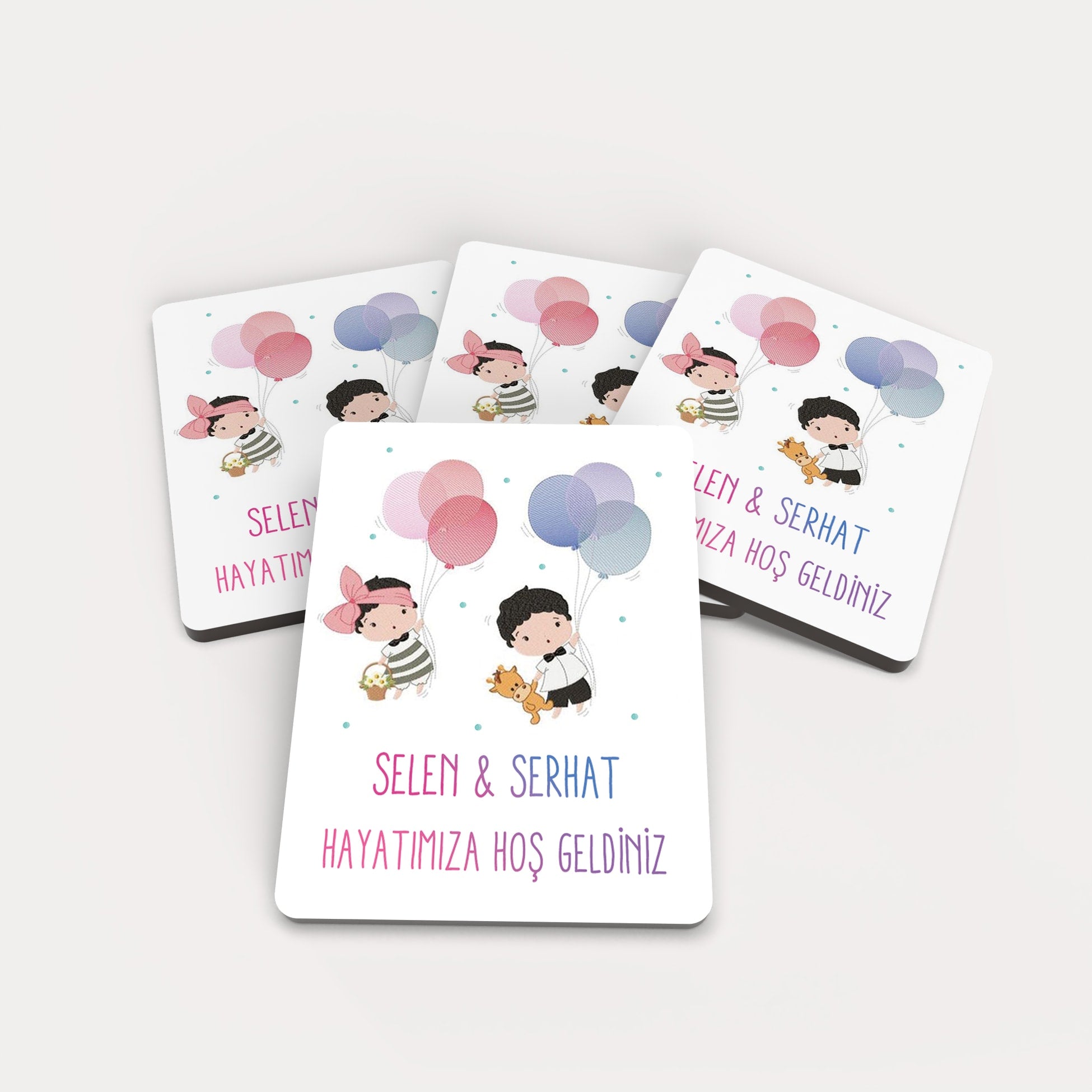 İkiz Bebekler Temalı Ahşap Magnet