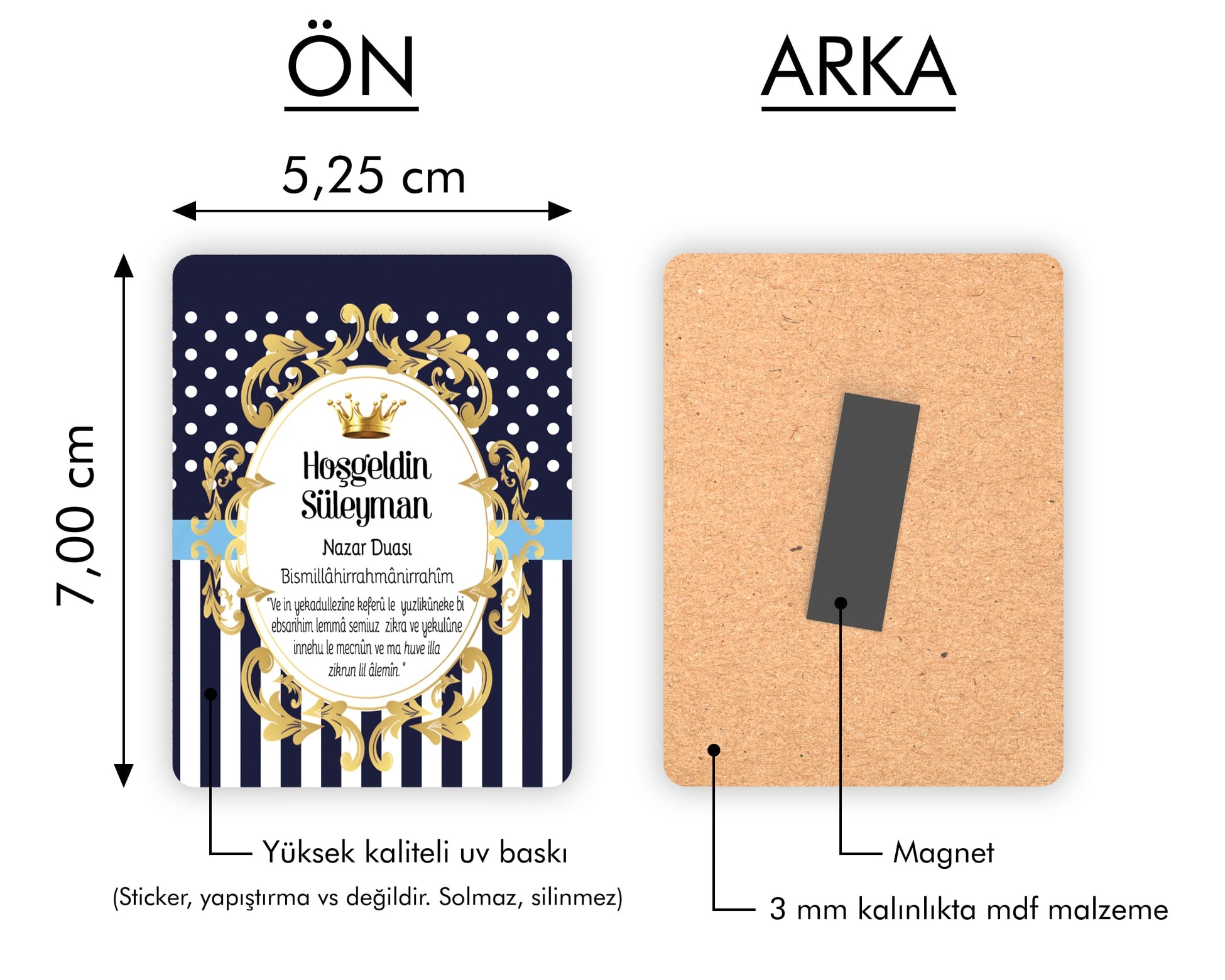 Taç Desenli Ahşap Magnet