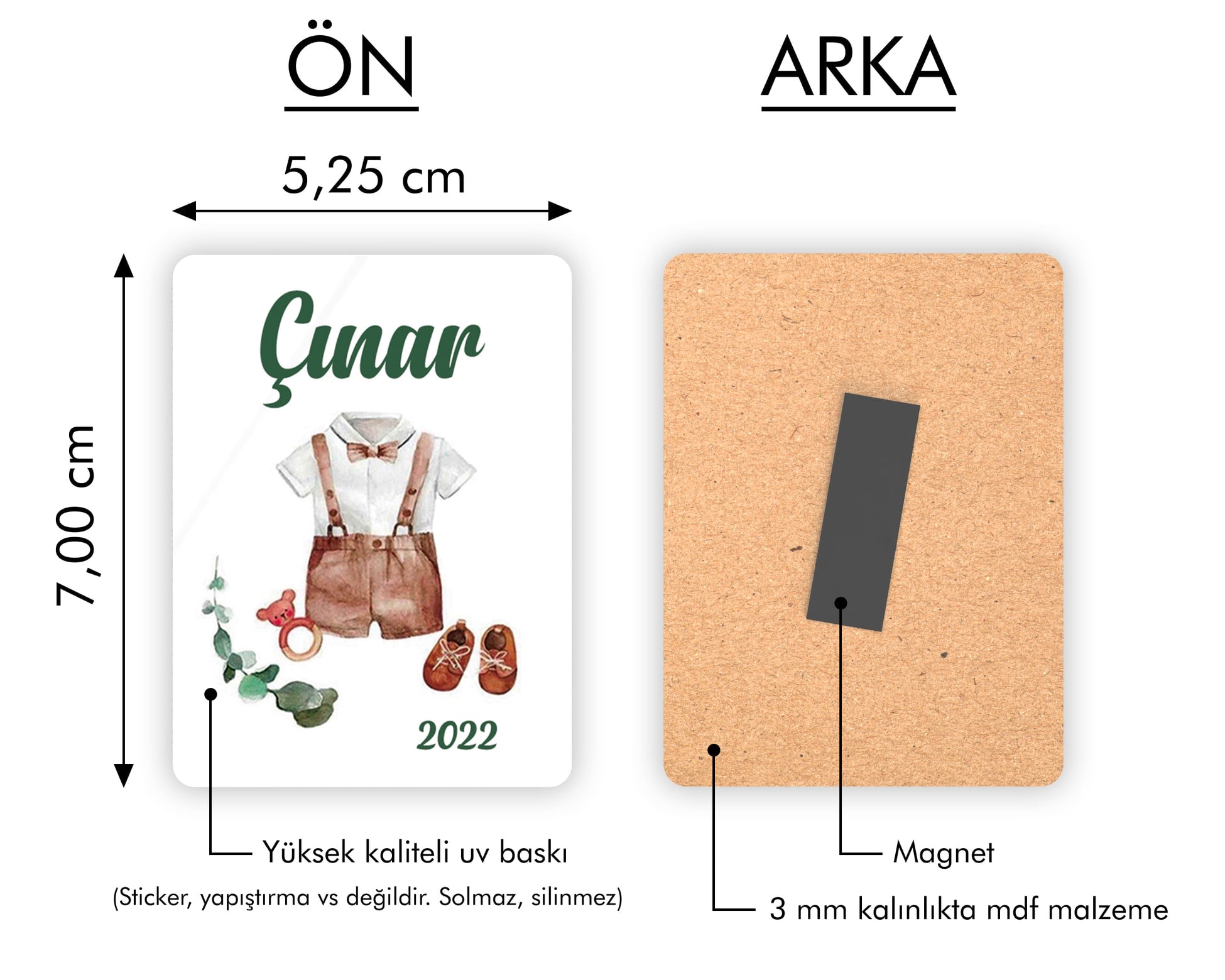 Erkek Çocuk Kıyafeti Desenli Ahşap Magnet